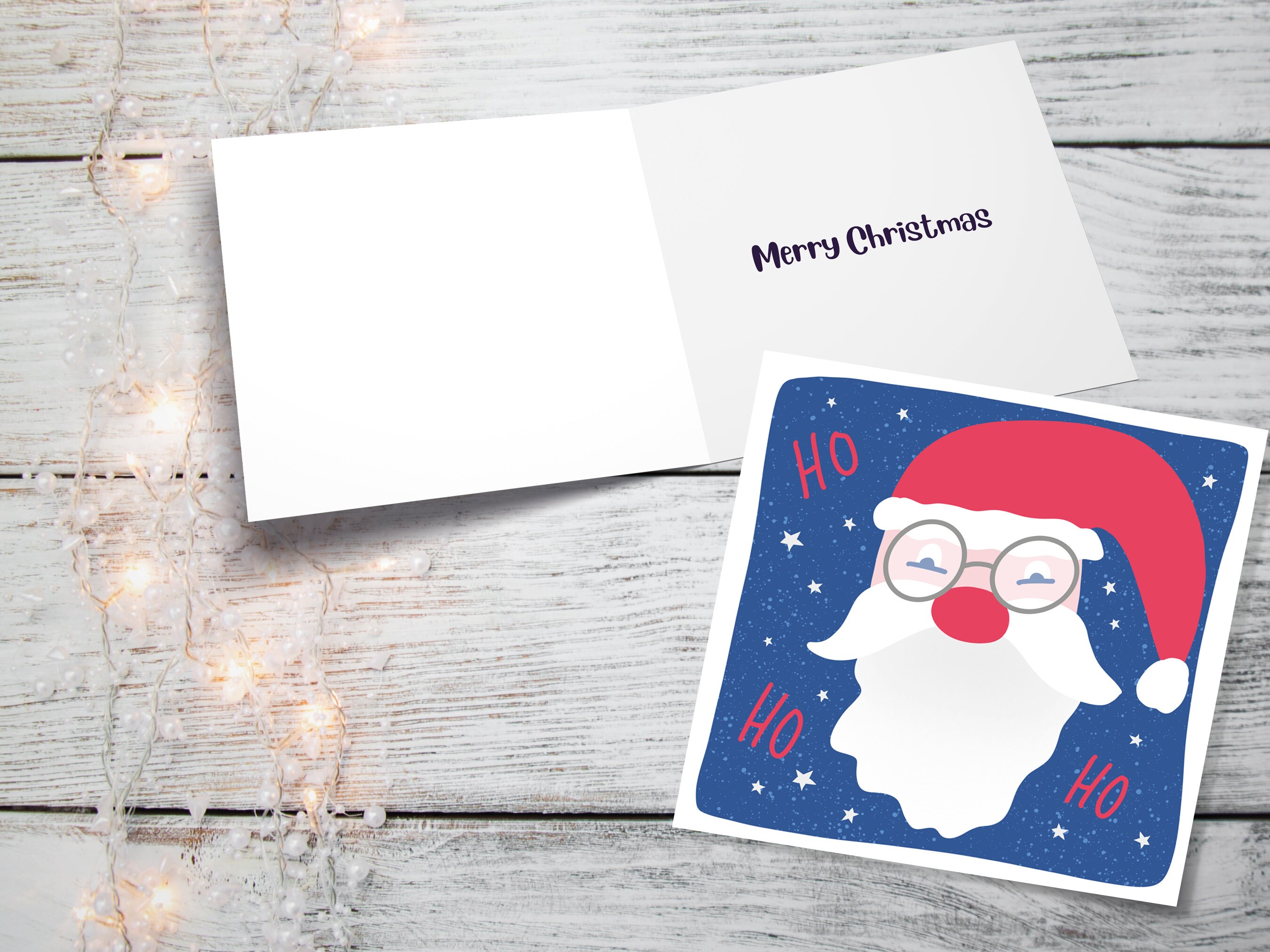 Father Christmas Card Santa Greetings Cards Simple Illustration Hand Drawn Ho Ho Ho Drawing for Friends and Family 1, 5  or 10 Pack Set Bulk - View 2