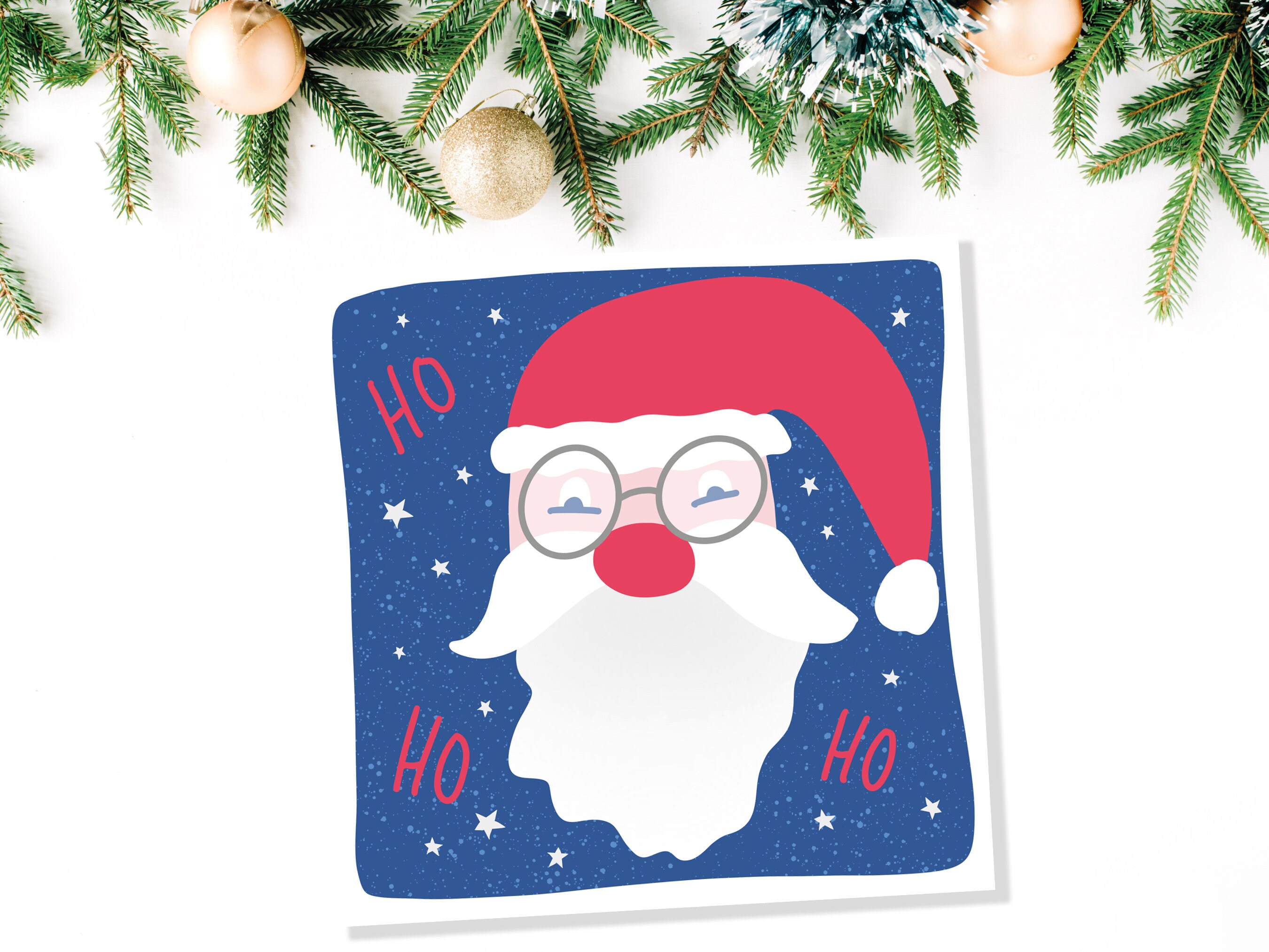 Father Christmas Card Santa Greetings Cards Simple Illustration Hand Drawn Ho Ho Ho Drawing for Friends and Family 1, 5  or 10 Pack Set Bulk - View 6