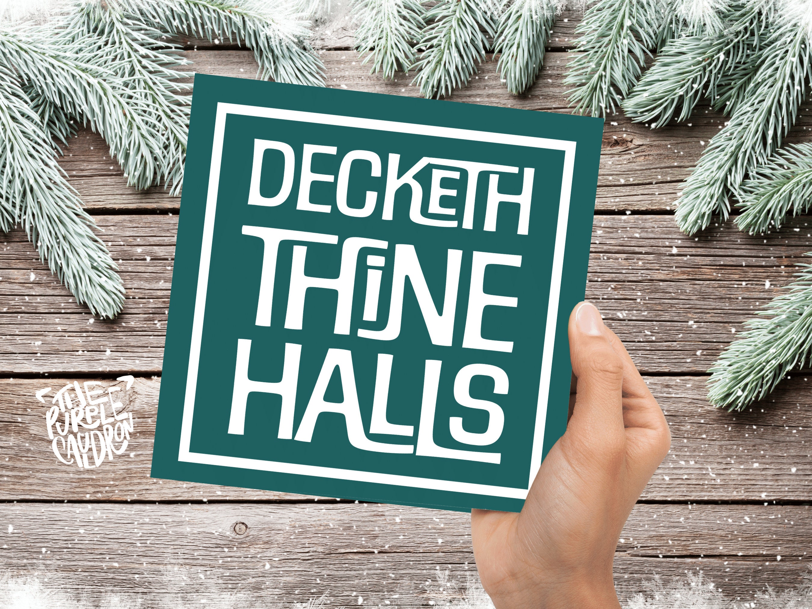 Christmas Card Quotes Funny "Decketh Thine Halls" Medieval Old English Speak Red or Green Greetings Card Friends Messages New for Xmas 2022 - View 3