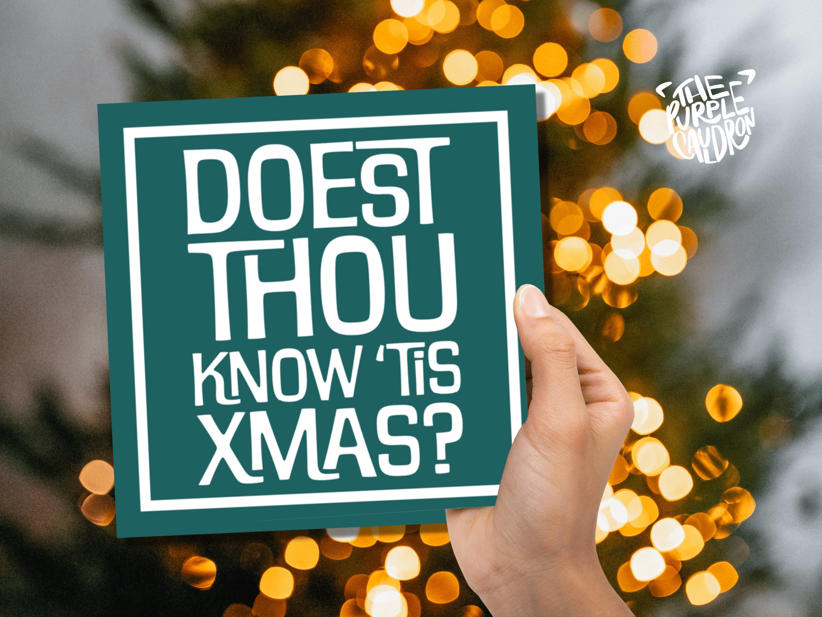 Posh Christmas Card "Doest Thou Know 'Tis Xmas?" Medieval Old English Speak Red or Green Message Greetings Card Friends Xmas 2022 - View 5