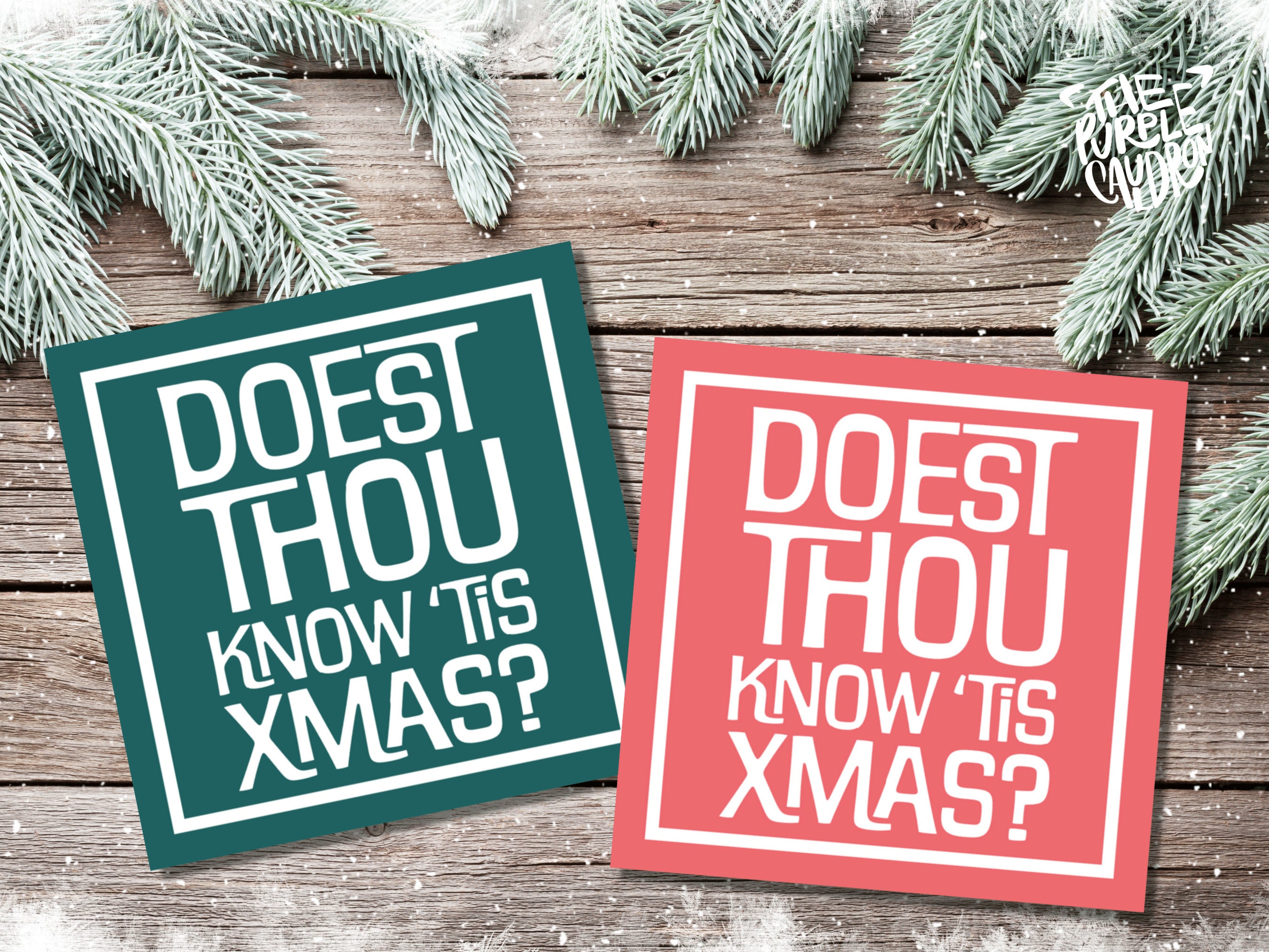 Posh Christmas Card "Doest Thou Know 'Tis Xmas?" Medieval Old English Speak Red or Green Message Greetings Card Friends Xmas 2022 - View 7