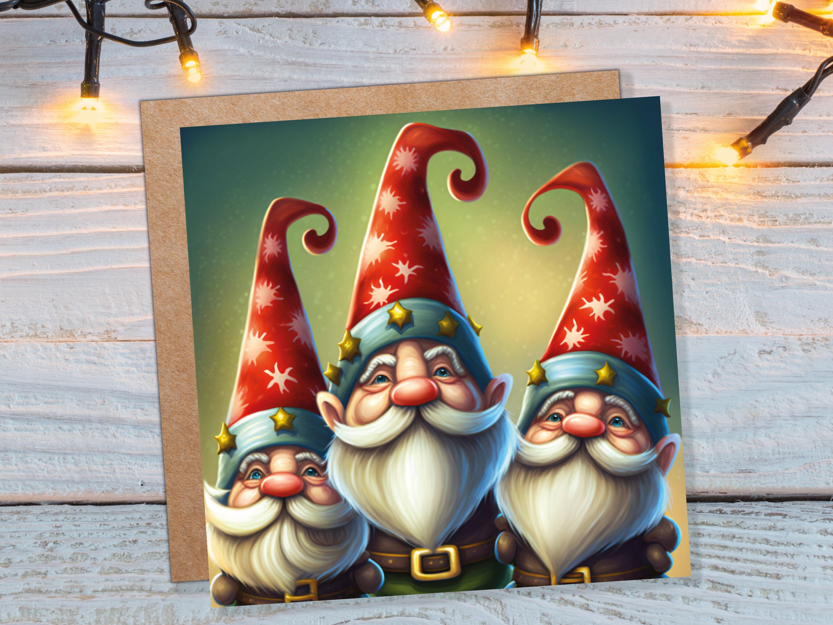 Christmas Gnomes Cards Cute Little Friendly Dwarves Red Festive Hats and White Beards Magical Gnome Elf Cards For Family Friends Xmas 2024