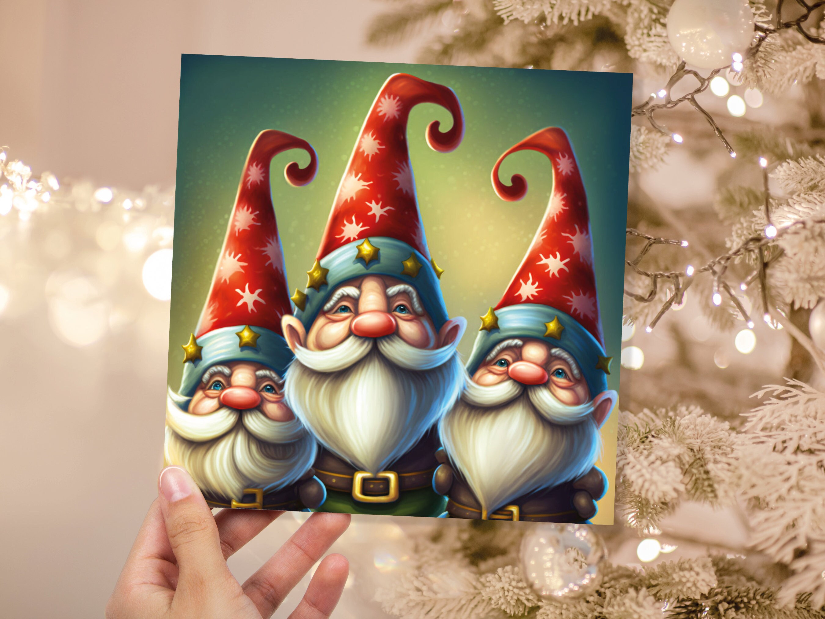 Christmas Gnomes Cards Cute Little Friendly Dwarves Red Festive Hats and White Beards Magical Gnome Elf Cards For Family Friends Xmas 2024 - View 2