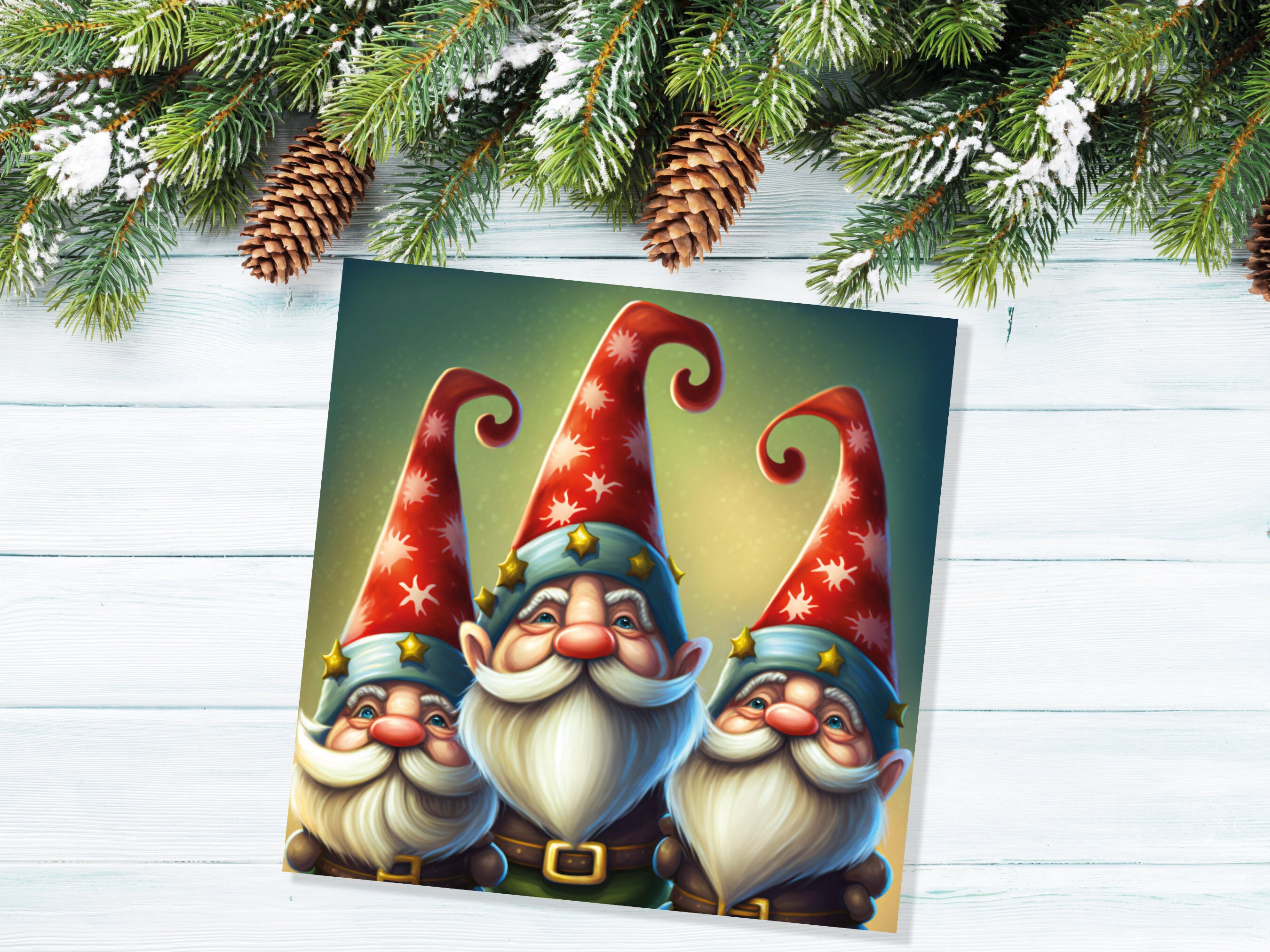 Christmas Gnomes Cards Cute Little Friendly Dwarves Red Festive Hats and White Beards Magical Gnome Elf Cards For Family Friends Xmas 2024 - View 4