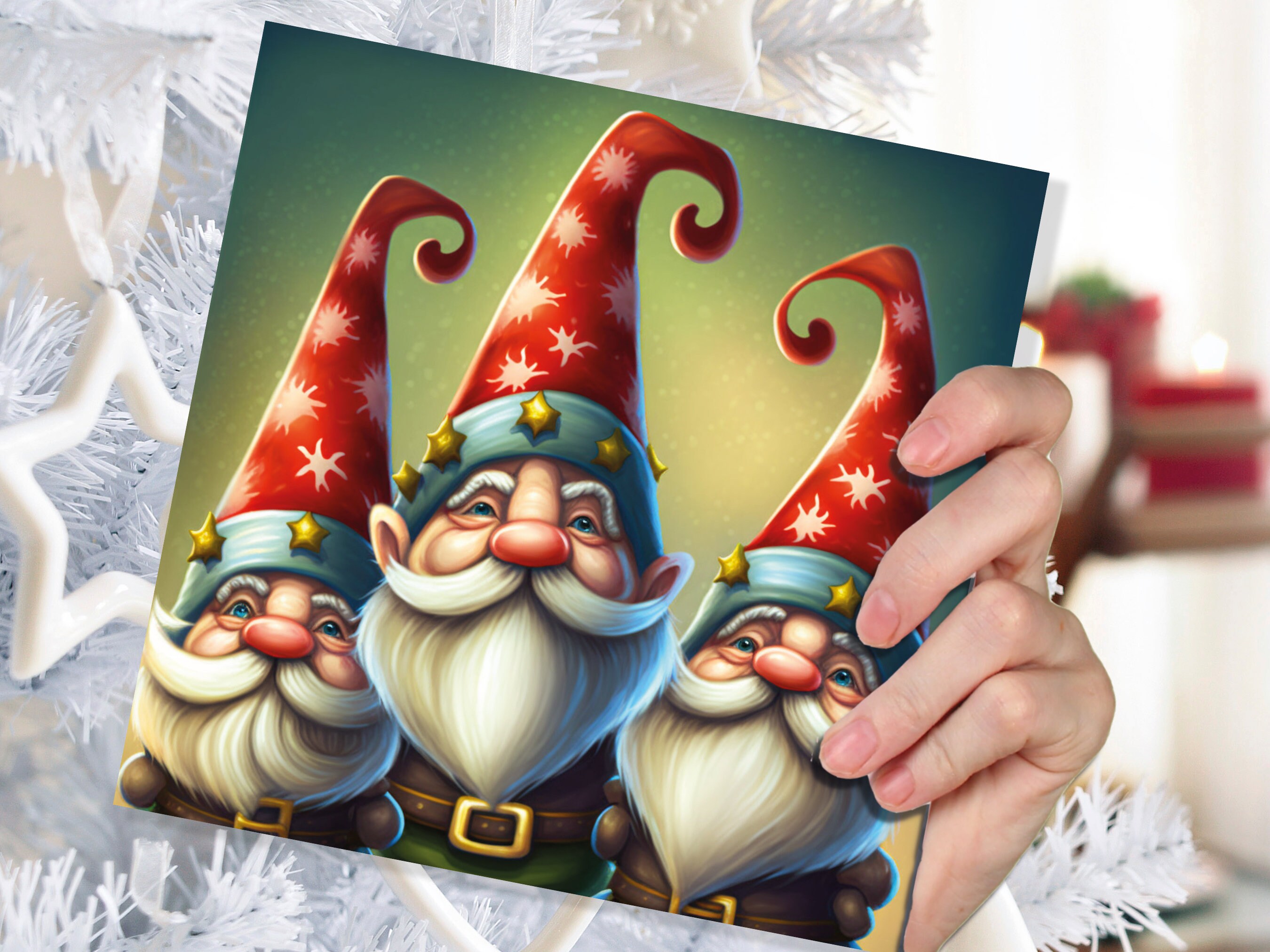 Christmas Gnomes Cards Cute Little Friendly Dwarves Red Festive Hats and White Beards Magical Gnome Elf Cards For Family Friends Xmas 2024 - View 6