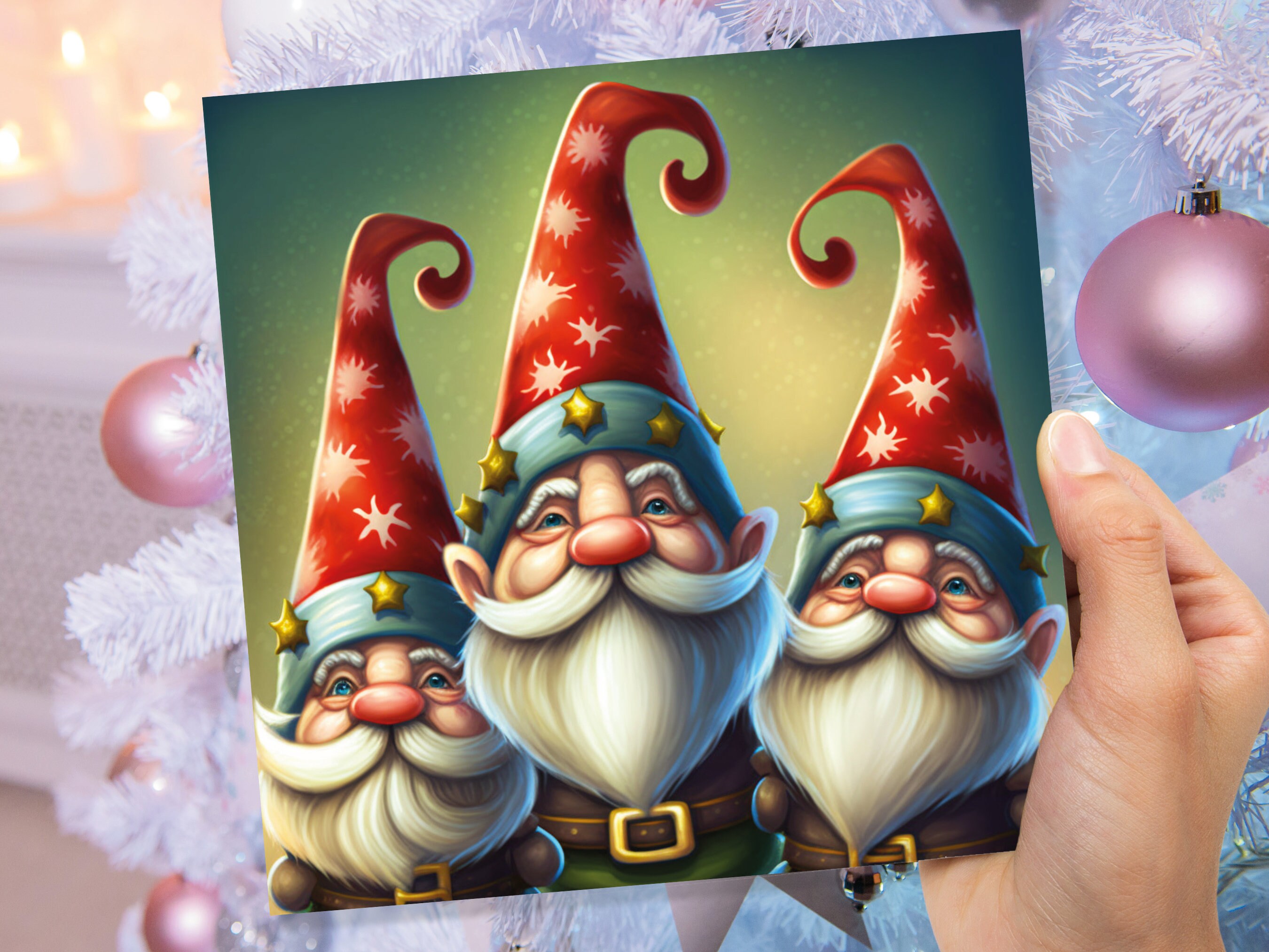 Christmas Gnomes Cards Cute Little Friendly Dwarves Red Festive Hats and White Beards Magical Gnome Elf Cards For Family Friends Xmas 2024 - View 7