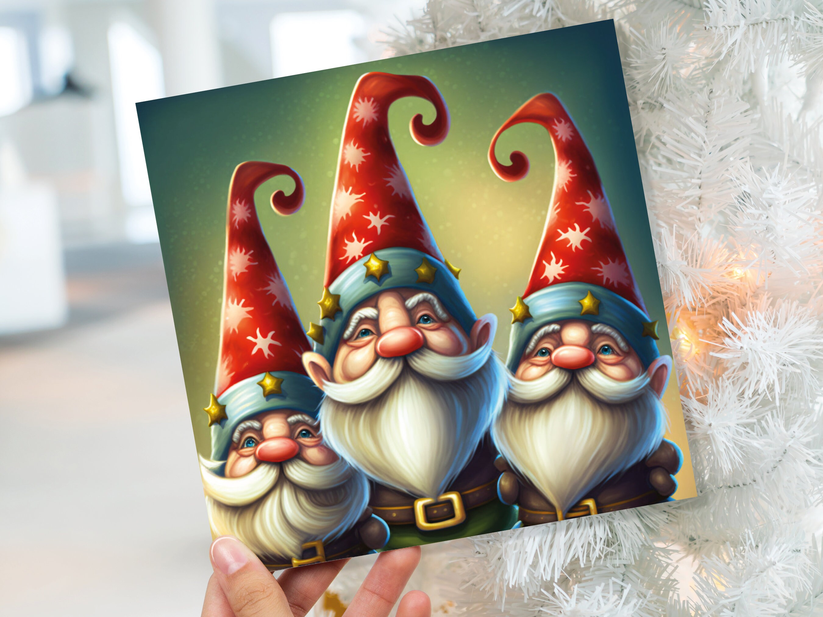 Christmas Gnomes Cards Cute Little Friendly Dwarves Red Festive Hats and White Beards Magical Gnome Elf Cards For Family Friends Xmas 2024 - View 9