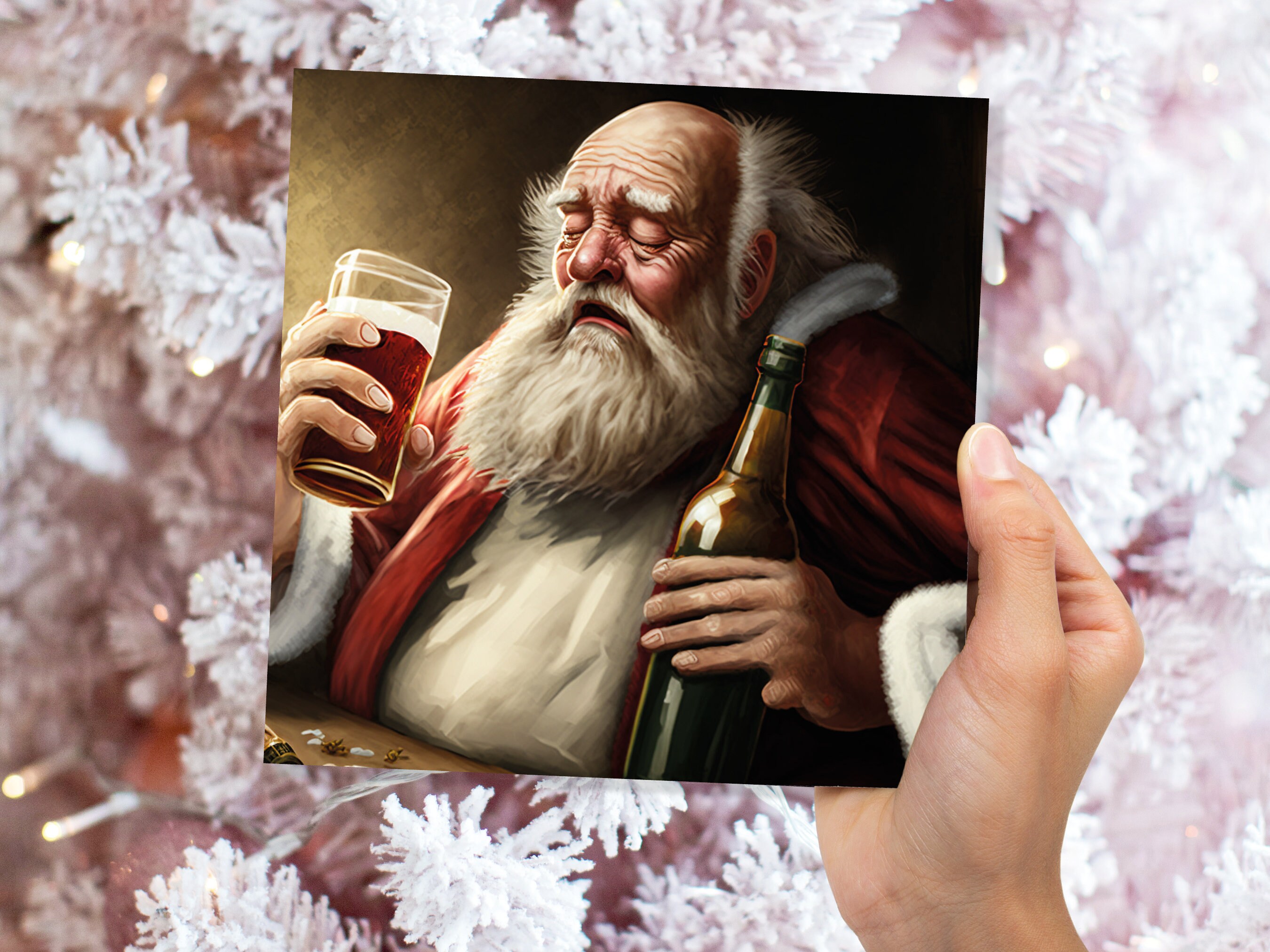 Drunk Santa Claus Christmas Card Funny Alcoholic Father Xmas Drinking Silly Gag Joke Rough Day Meme Greetings Cards Family Friends Xmas 2024 - View 8