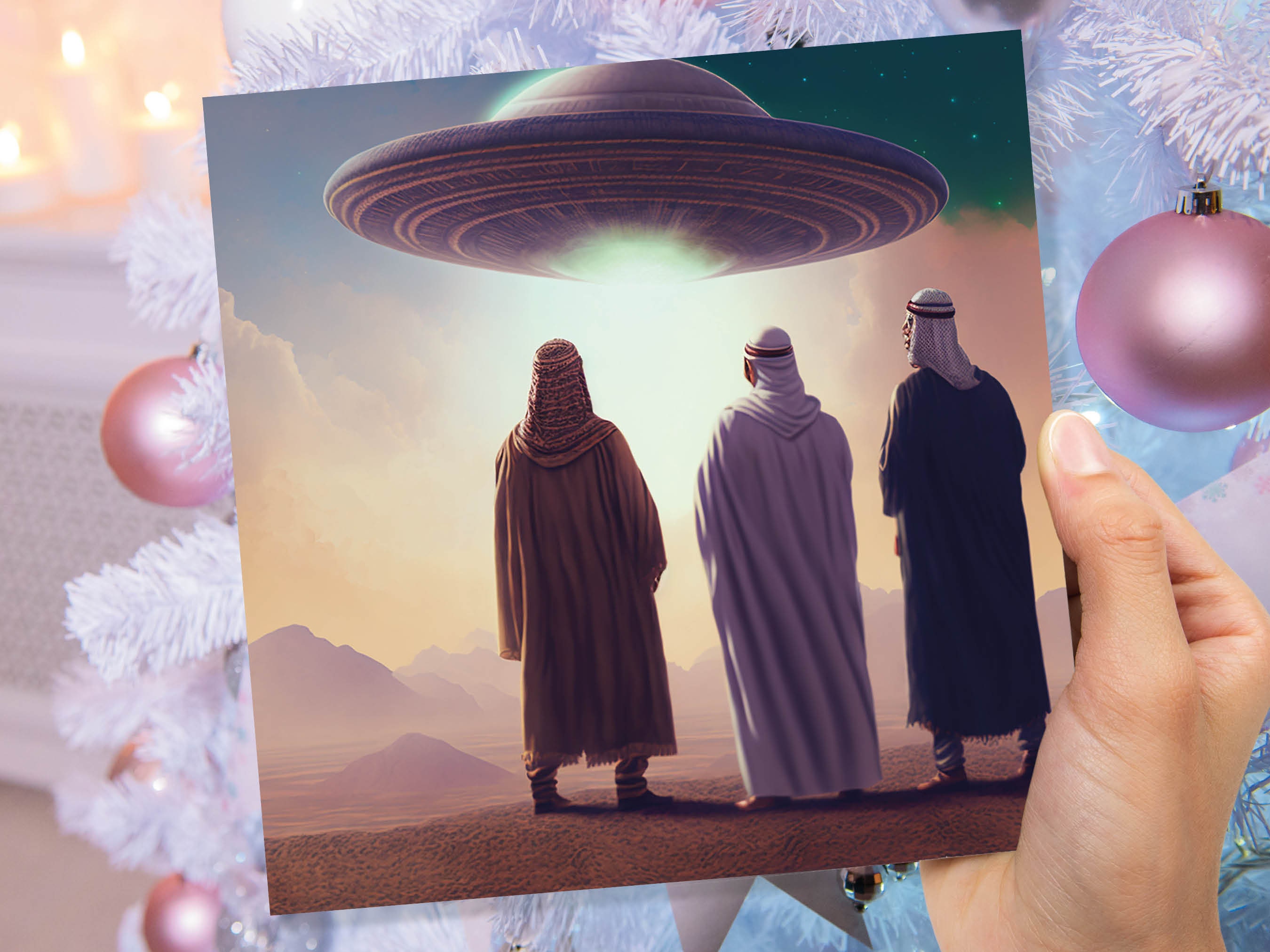 Spaceman Christmas Cards Funny Ironic Alien Came Travelling Three Wise Men Star of Bethlehem Fun Xmas Greetings Card For Family Friends 2024 - View 7