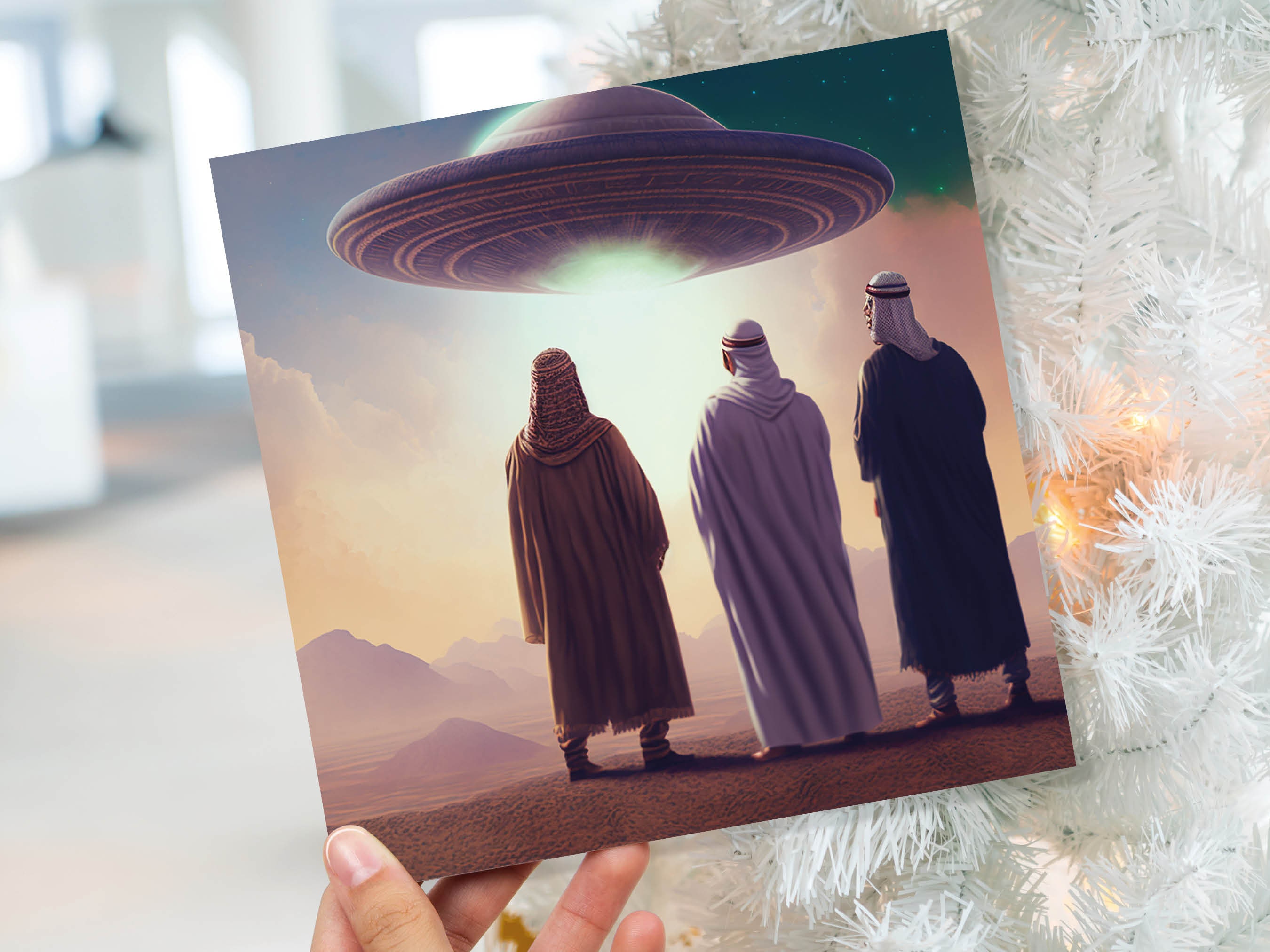 Spaceman Christmas Cards Funny Ironic Alien Came Travelling Three Wise Men Star of Bethlehem Fun Xmas Greetings Card For Family Friends 2024 - View 9