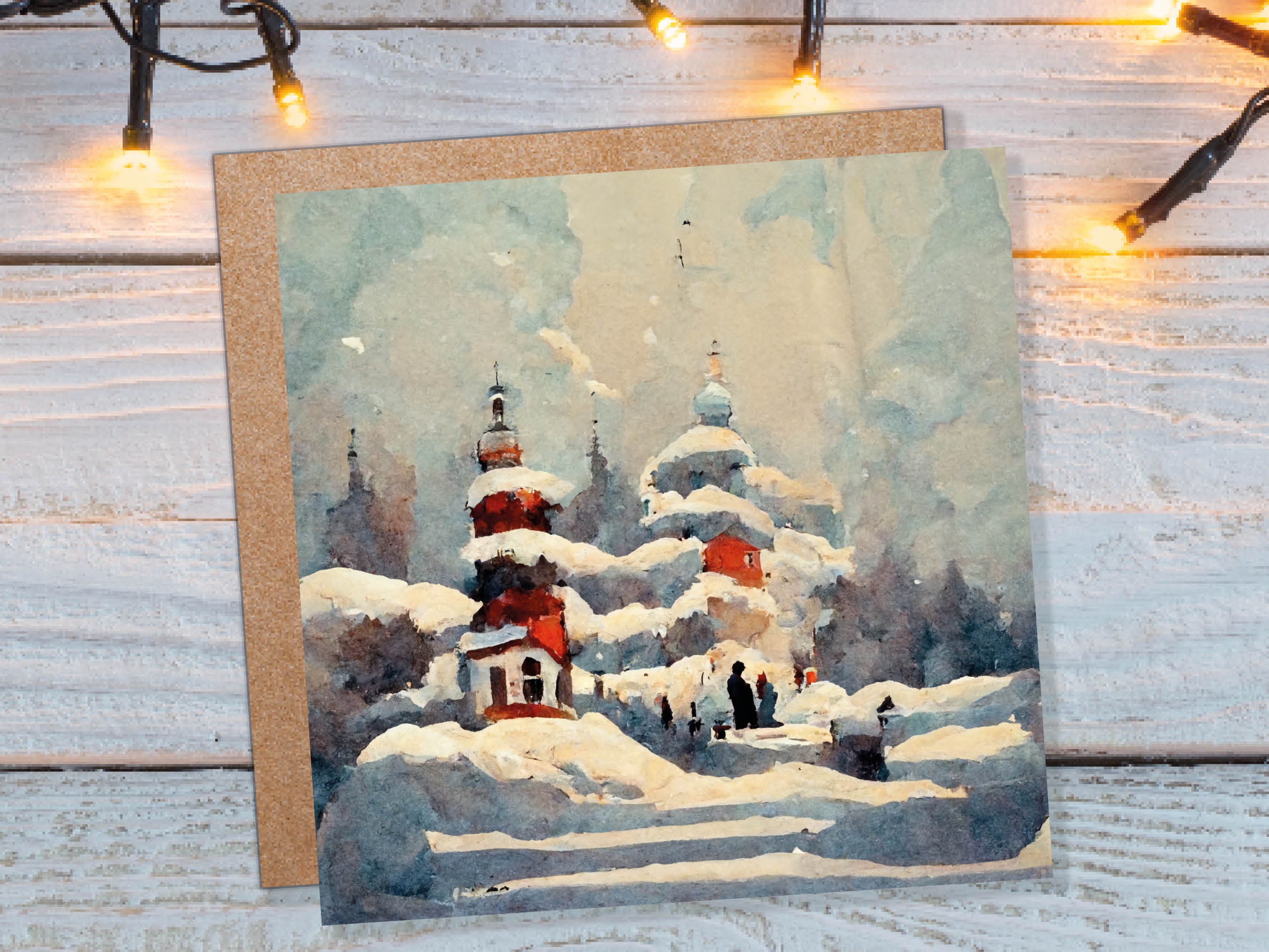 Winter Snow Scene Card Impressionist Painting with Trees Winters Day Landscape Scenery Greeting Cards for Family Friends Xmas 2024 Thank You