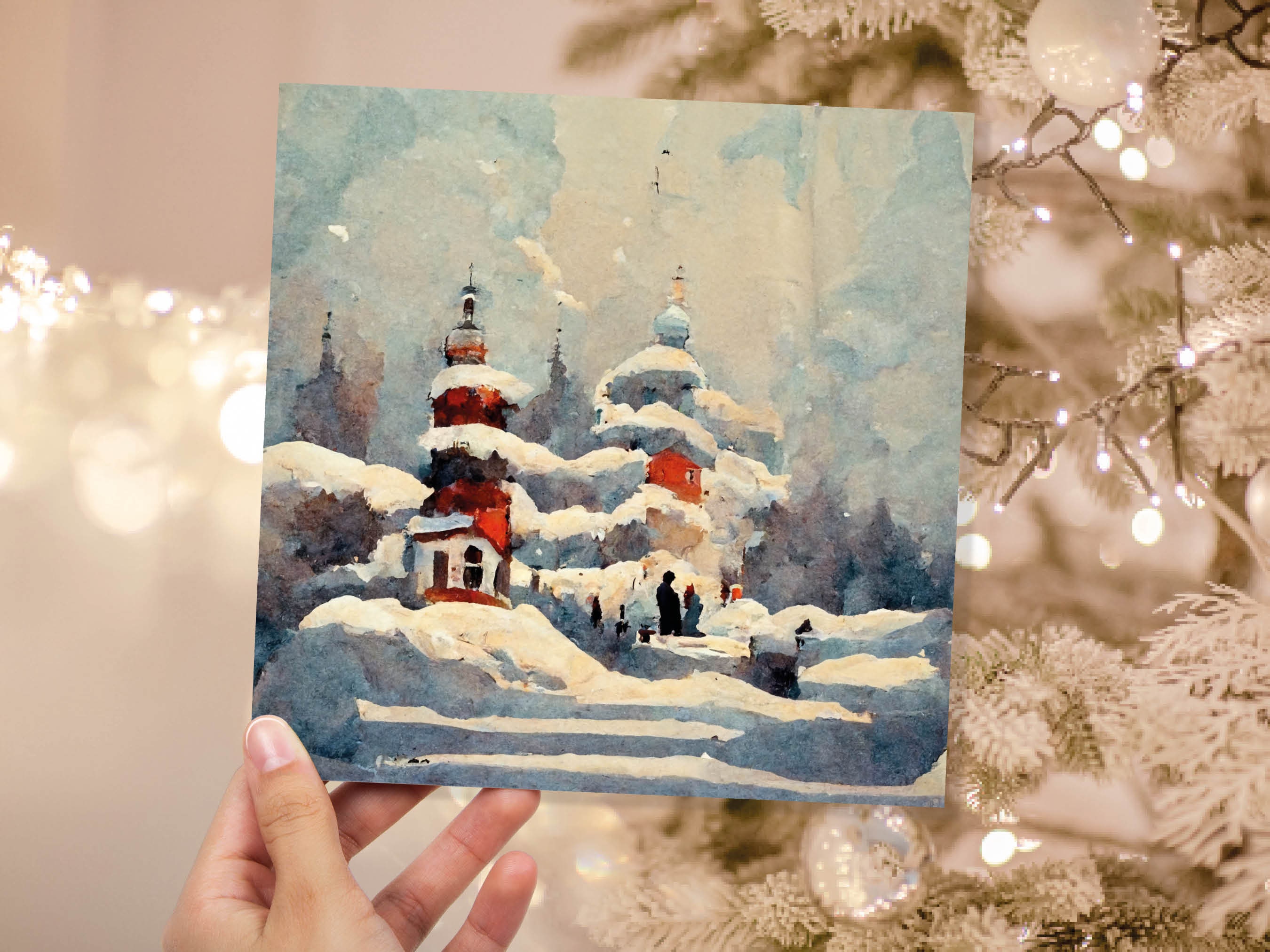 Winter Snow Scene Card Impressionist Painting with Trees Winters Day Landscape Scenery Greeting Cards for Family Friends Xmas 2024 Thank You - View 9