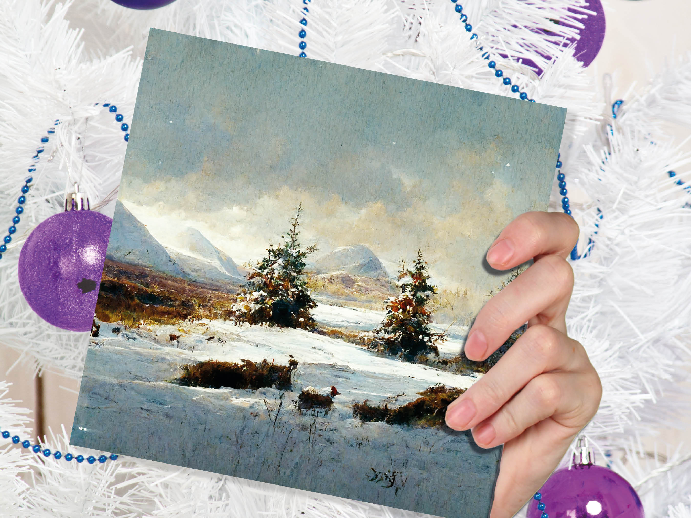 Winter Scene Landscape Card with Snowy Deer Scotland Snow Painting Unique Traditional Greetings Cards For Family Friends Xmas 2024 Thank You - View 4