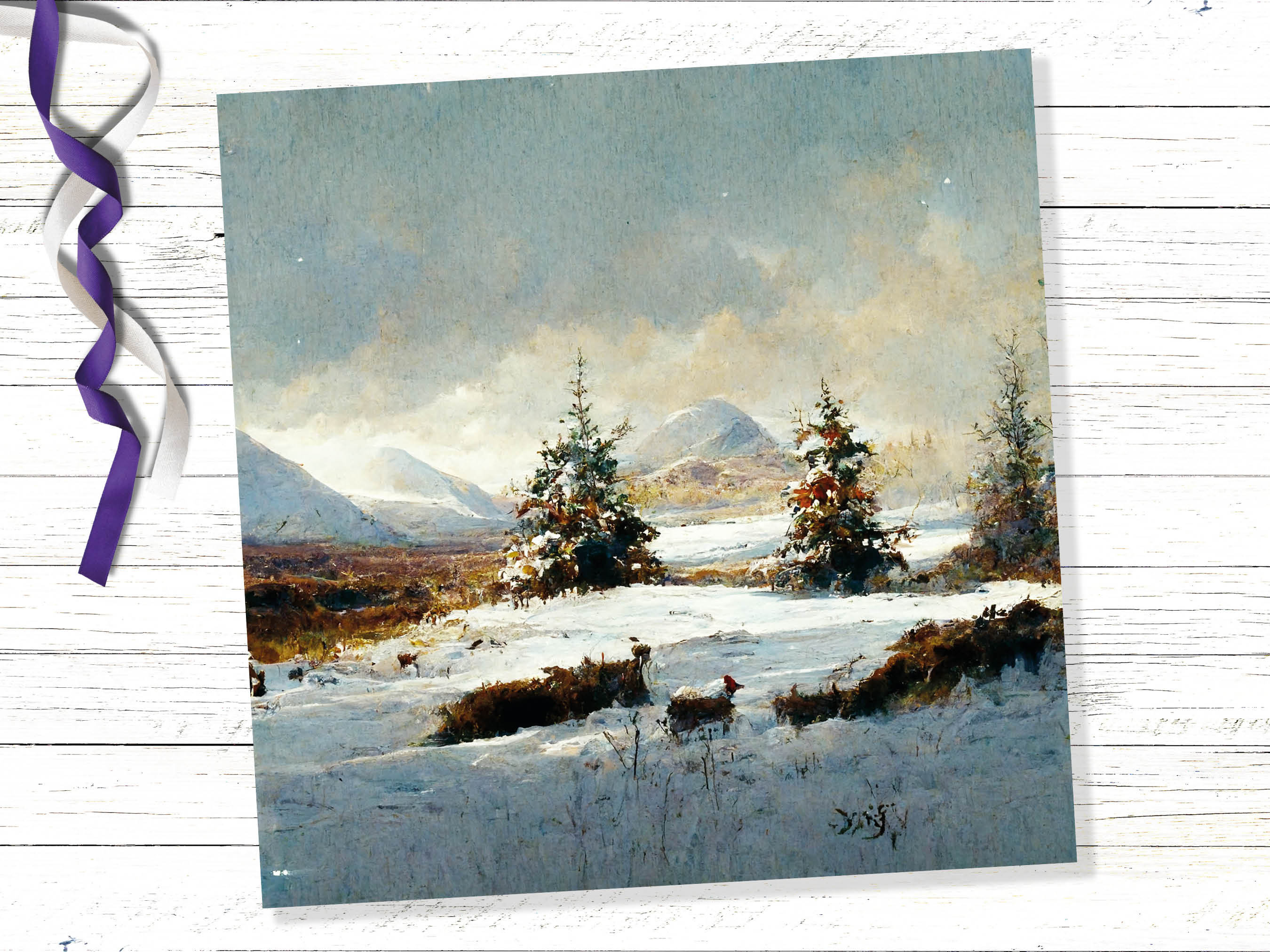 Winter Scene Landscape Card with Snowy Deer Scotland Snow Painting Unique Traditional Greetings Cards For Family Friends Xmas 2024 Thank You - View 5