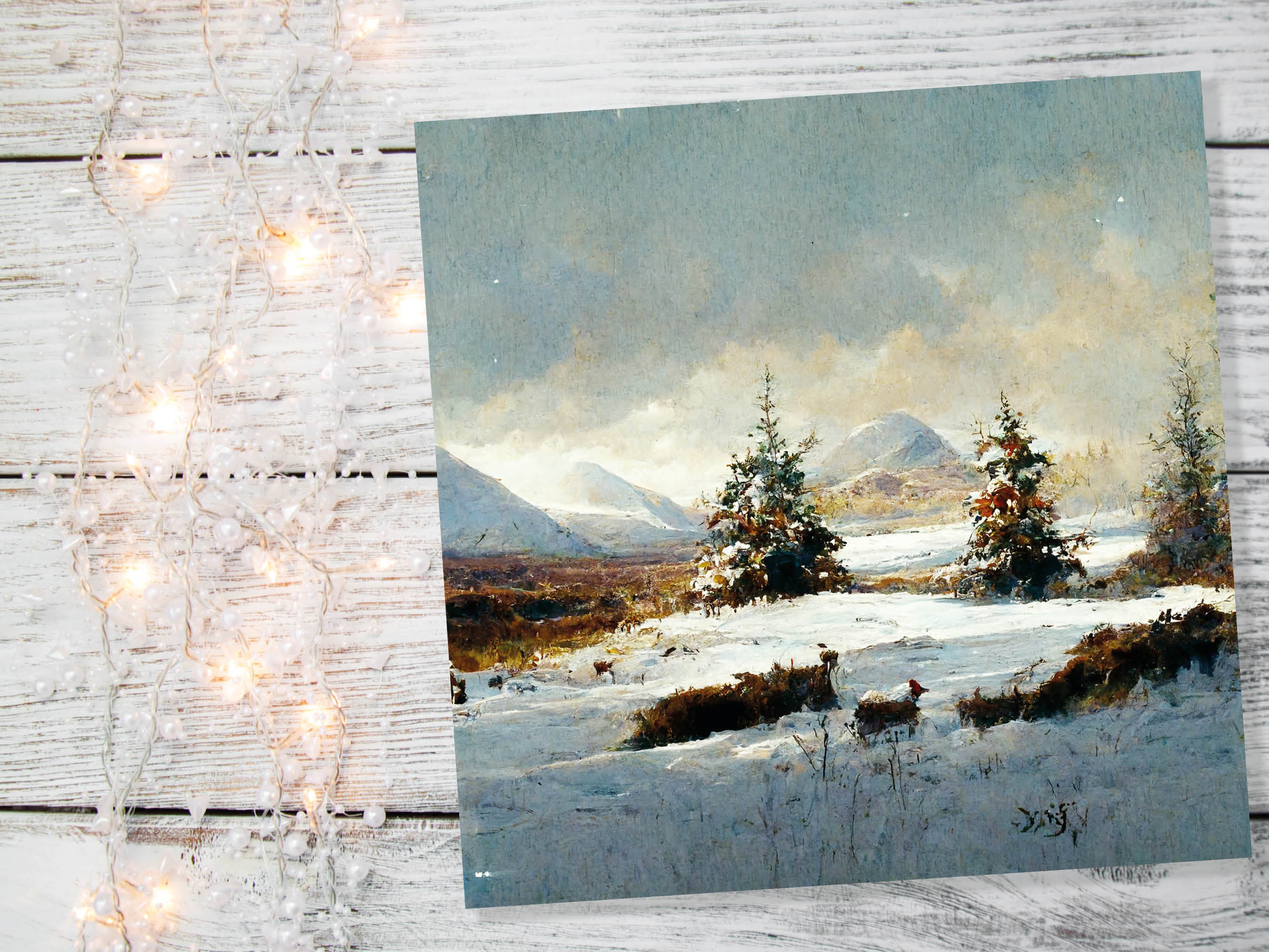 Winter Scene Landscape Card with Snowy Deer Scotland Snow Painting Unique Traditional Greetings Cards For Family Friends Xmas 2024 Thank You - View 7