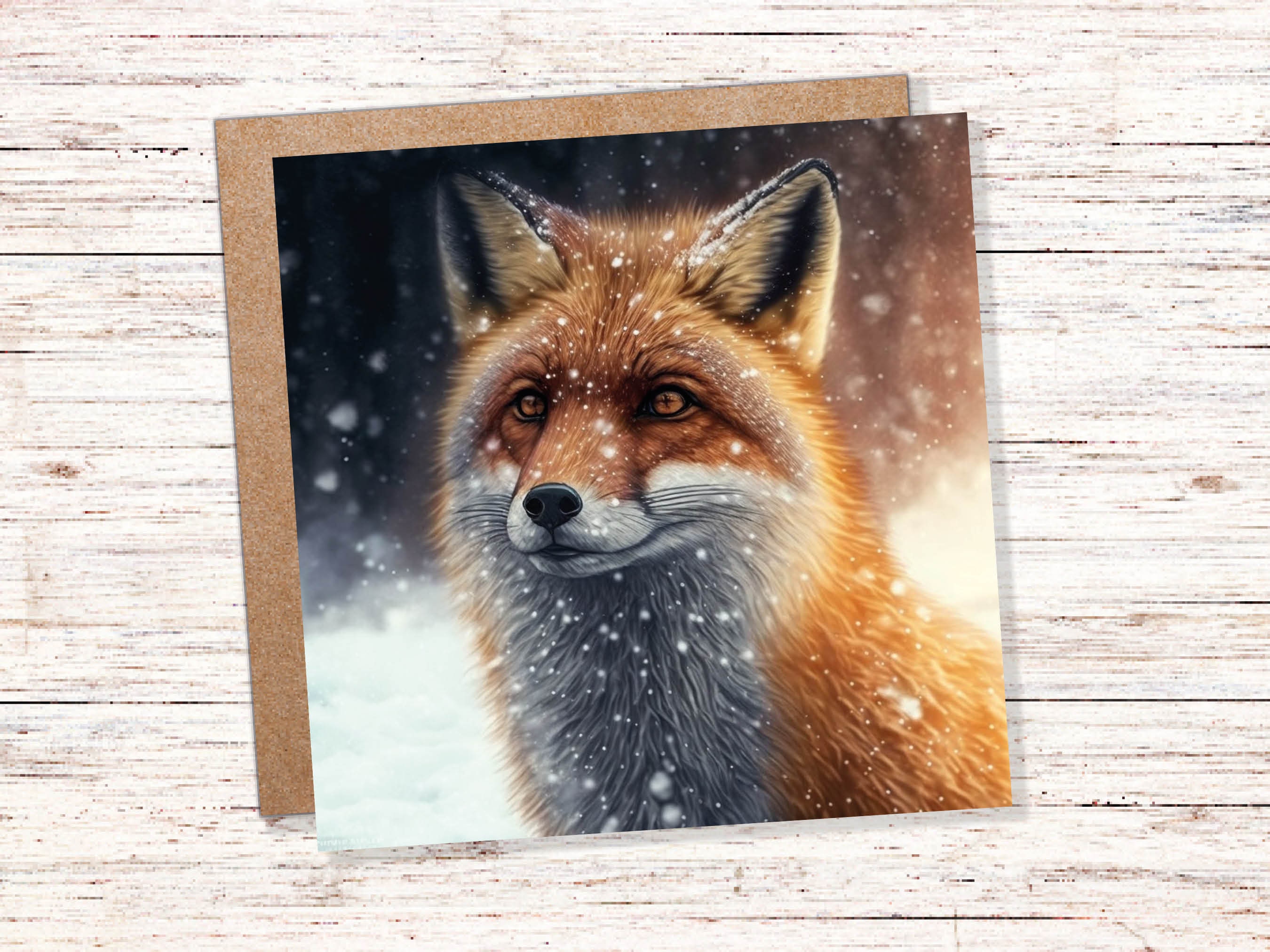 Winter Fox Card Festive Snowy Scene Snowing Tranquil Peaceful Watching Snow Fall Greetings Cards For Family Best Friends Xmas 2024 Thank You - View 2