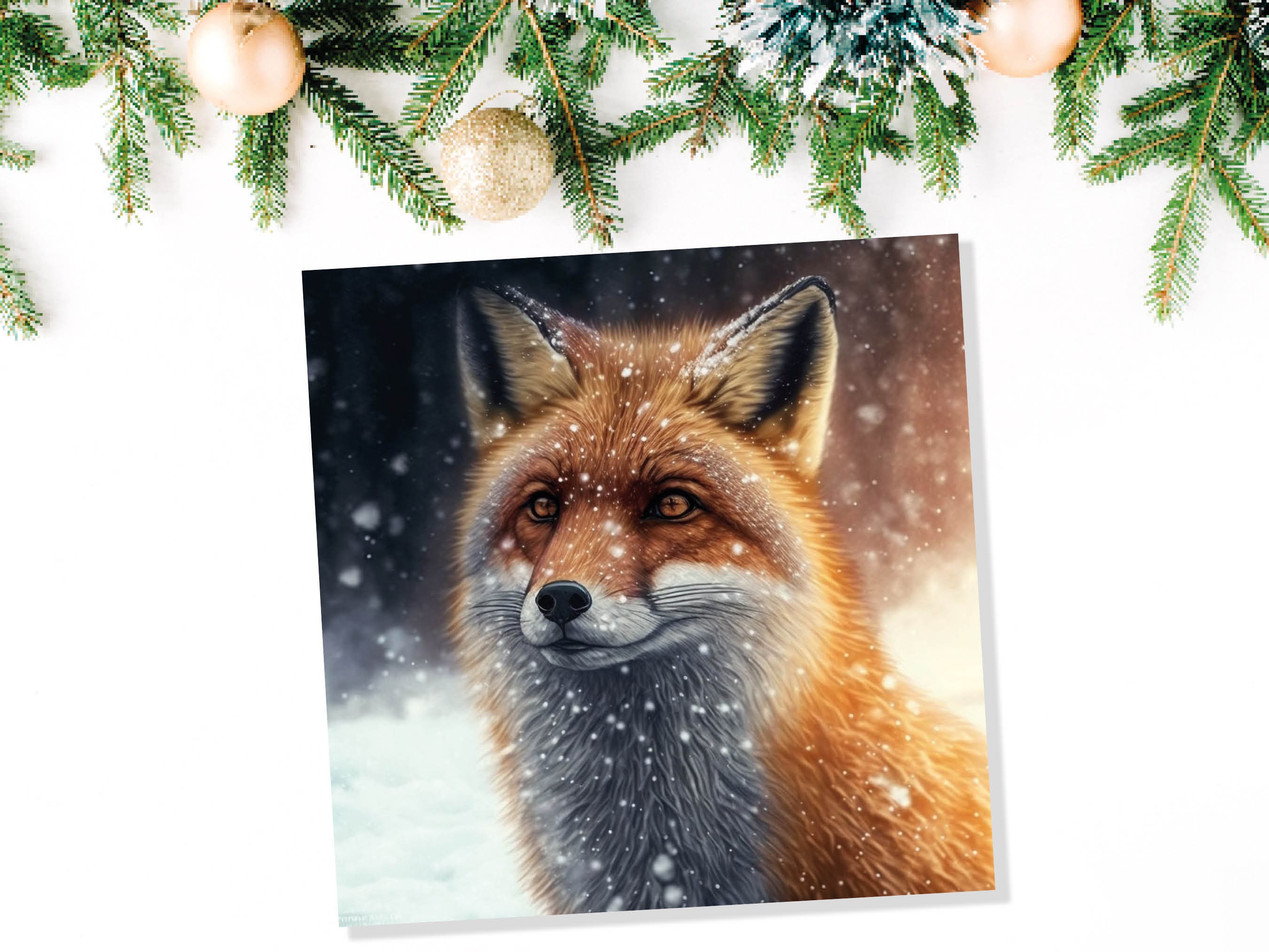 Winter Fox Card Festive Snowy Scene Snowing Tranquil Peaceful Watching Snow Fall Greetings Cards For Family Best Friends Xmas 2024 Thank You - View 6