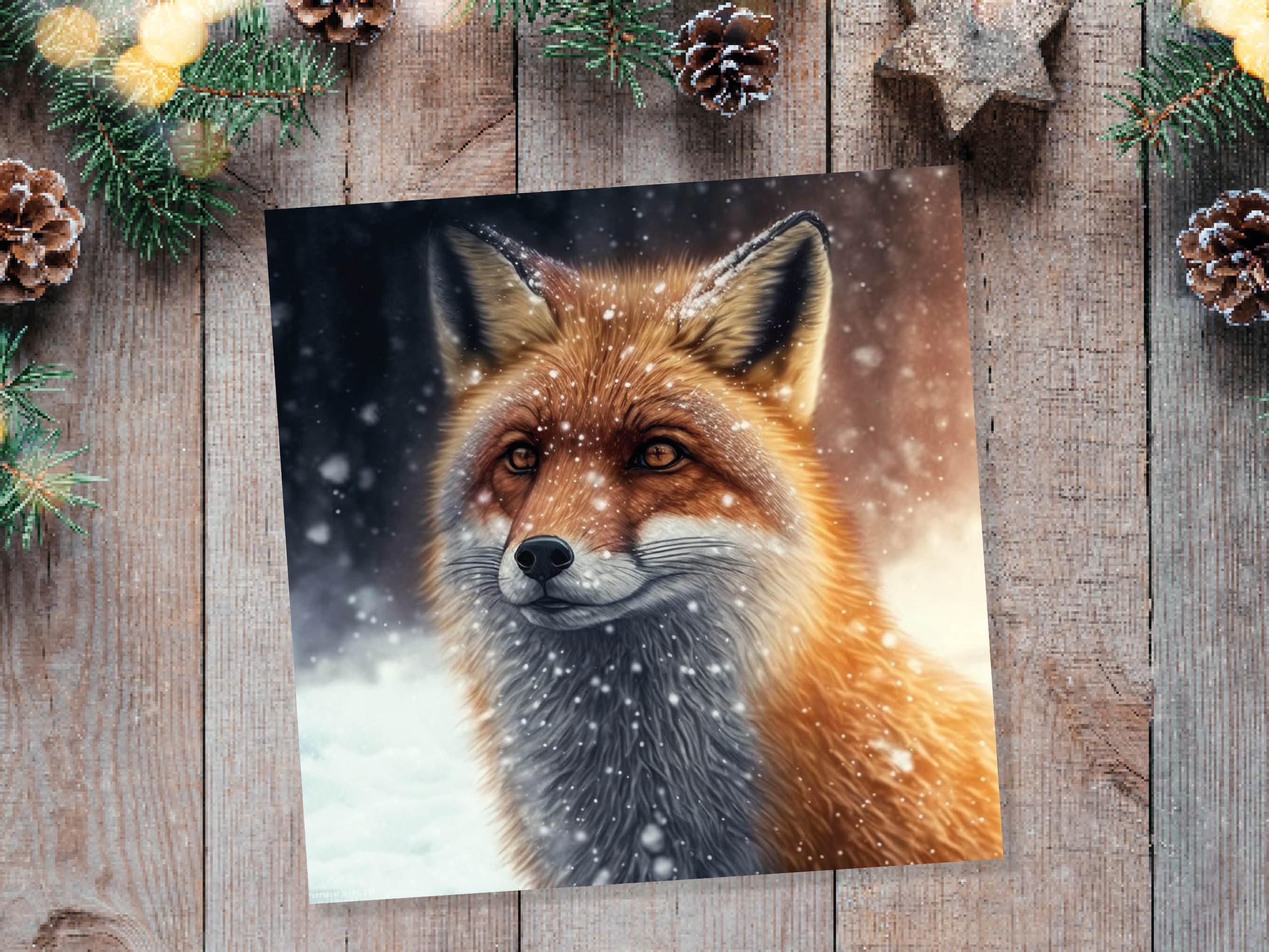 Winter Fox Card Festive Snowy Scene Snowing Tranquil Peaceful Watching Snow Fall Greetings Cards For Family Best Friends Xmas 2024 Thank You - View 7