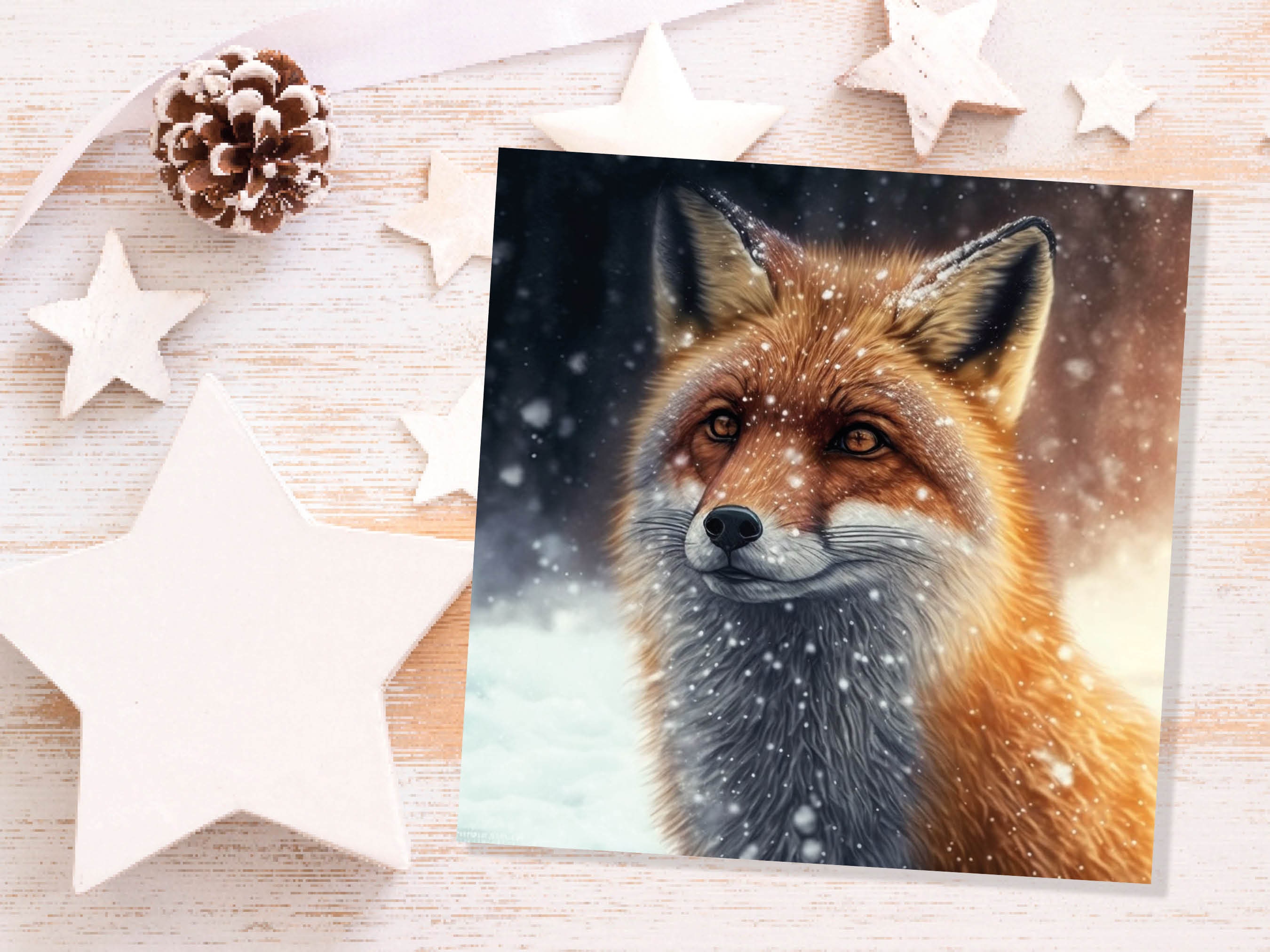 Winter Fox Card Festive Snowy Scene Snowing Tranquil Peaceful Watching Snow Fall Greetings Cards For Family Best Friends Xmas 2024 Thank You - View 8