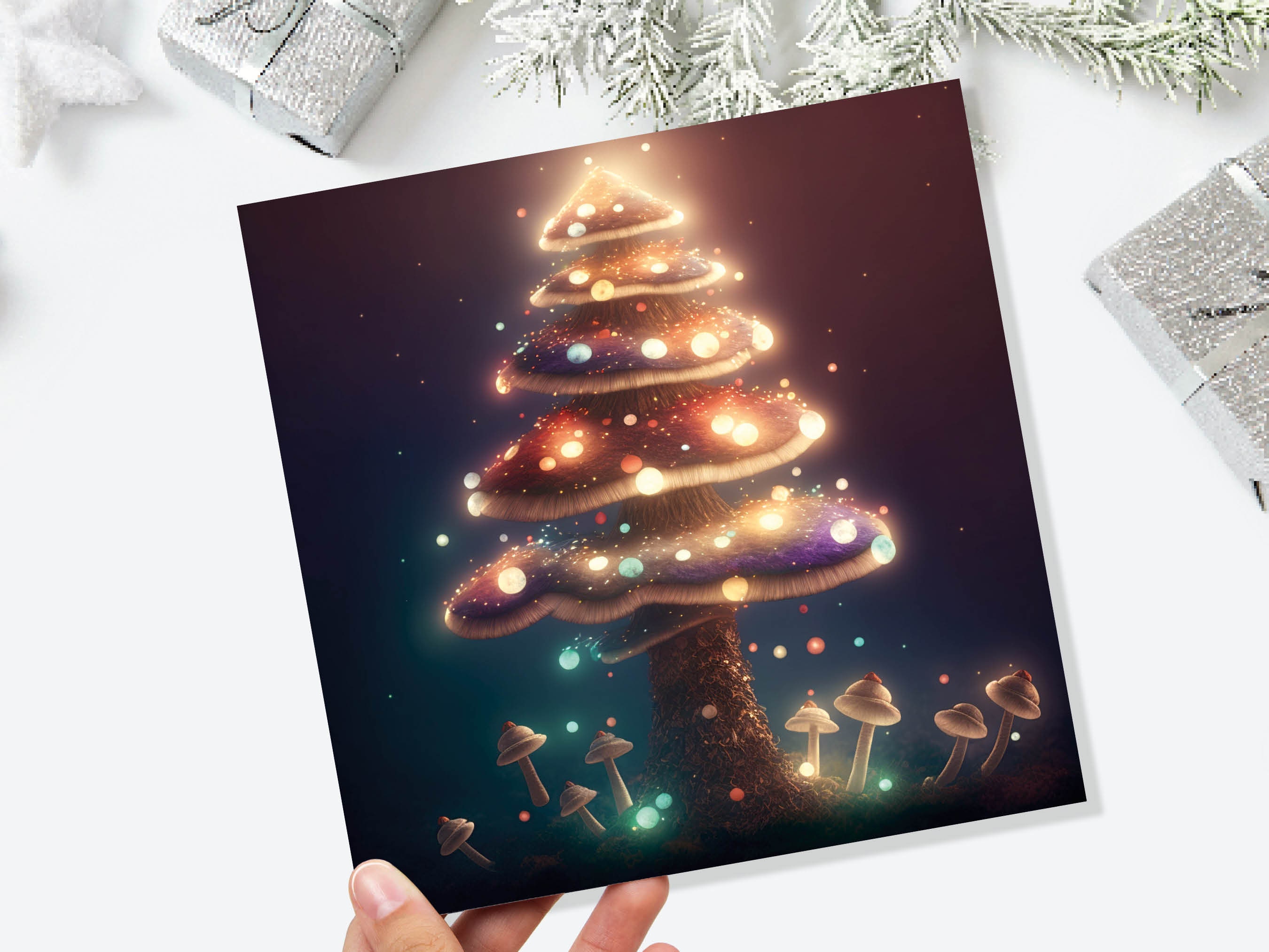 Colourful Fairy Mushroom Card House Warm Lights Magical Fairycore Fairytale Glowing Unique Whimsical For Family Friends Xmas 2024 Thank You - View 2