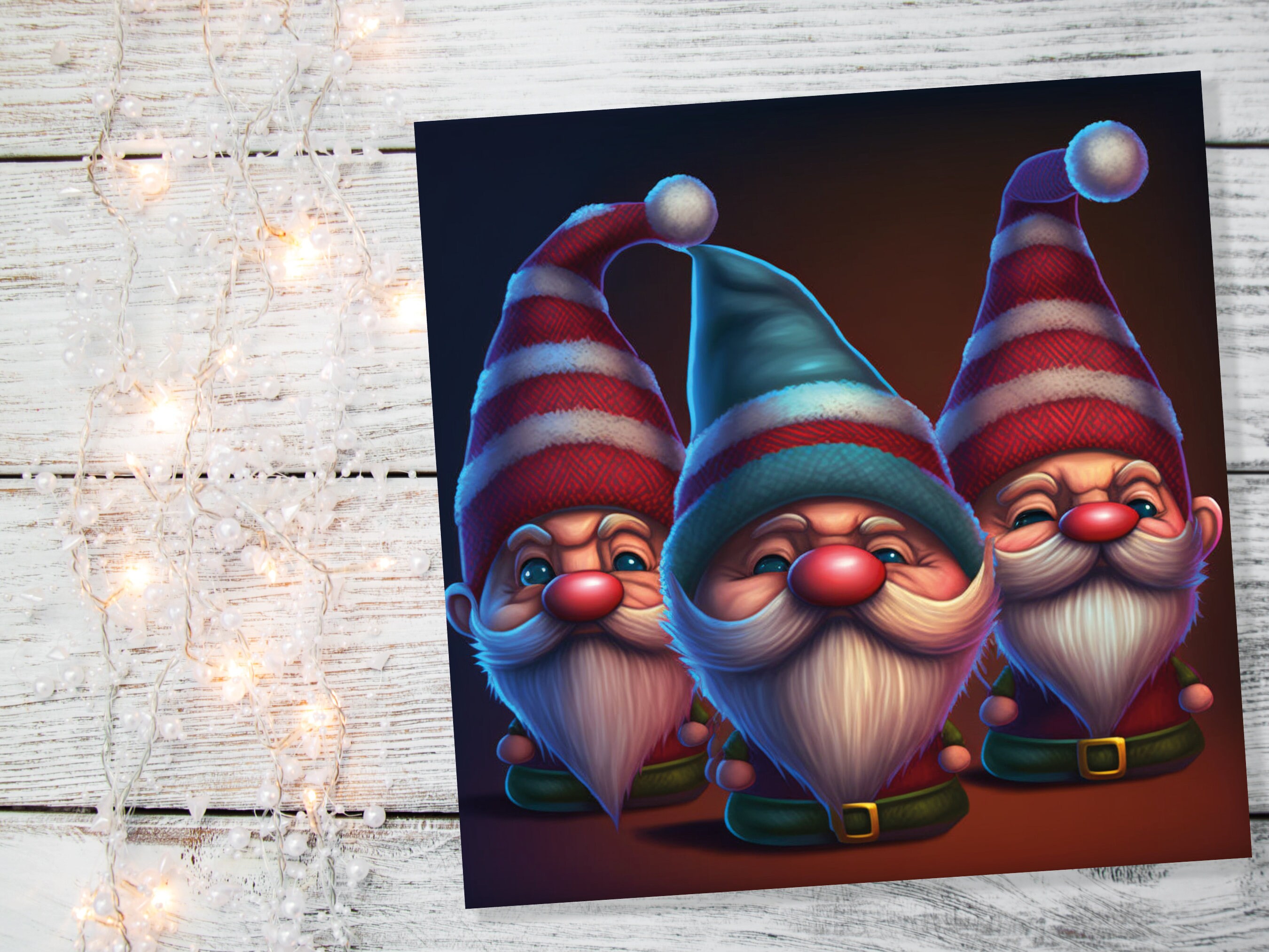 Funny Gnomes Christmas Card Cute Little Grumpy Dwarves Festive Hats and White Beards Magical Gnome Elf Cards For Family Friends Xmas 2024 - View 6