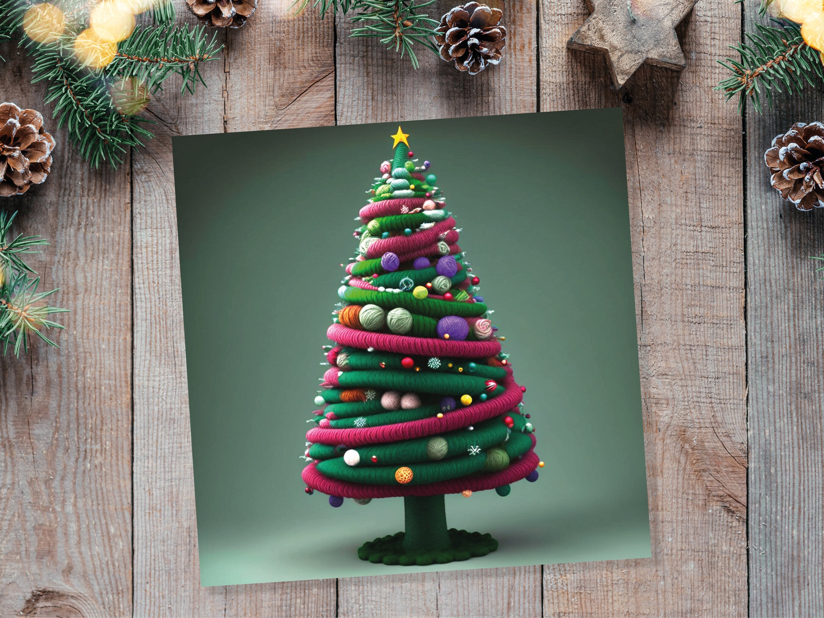 Knitters Christmas Tree Card Knitted Knitting Crocheters Yarn Wool Crafters Crafting Unusual Crafts Trees Xmas Cards For Family Friends 2024 - View 7