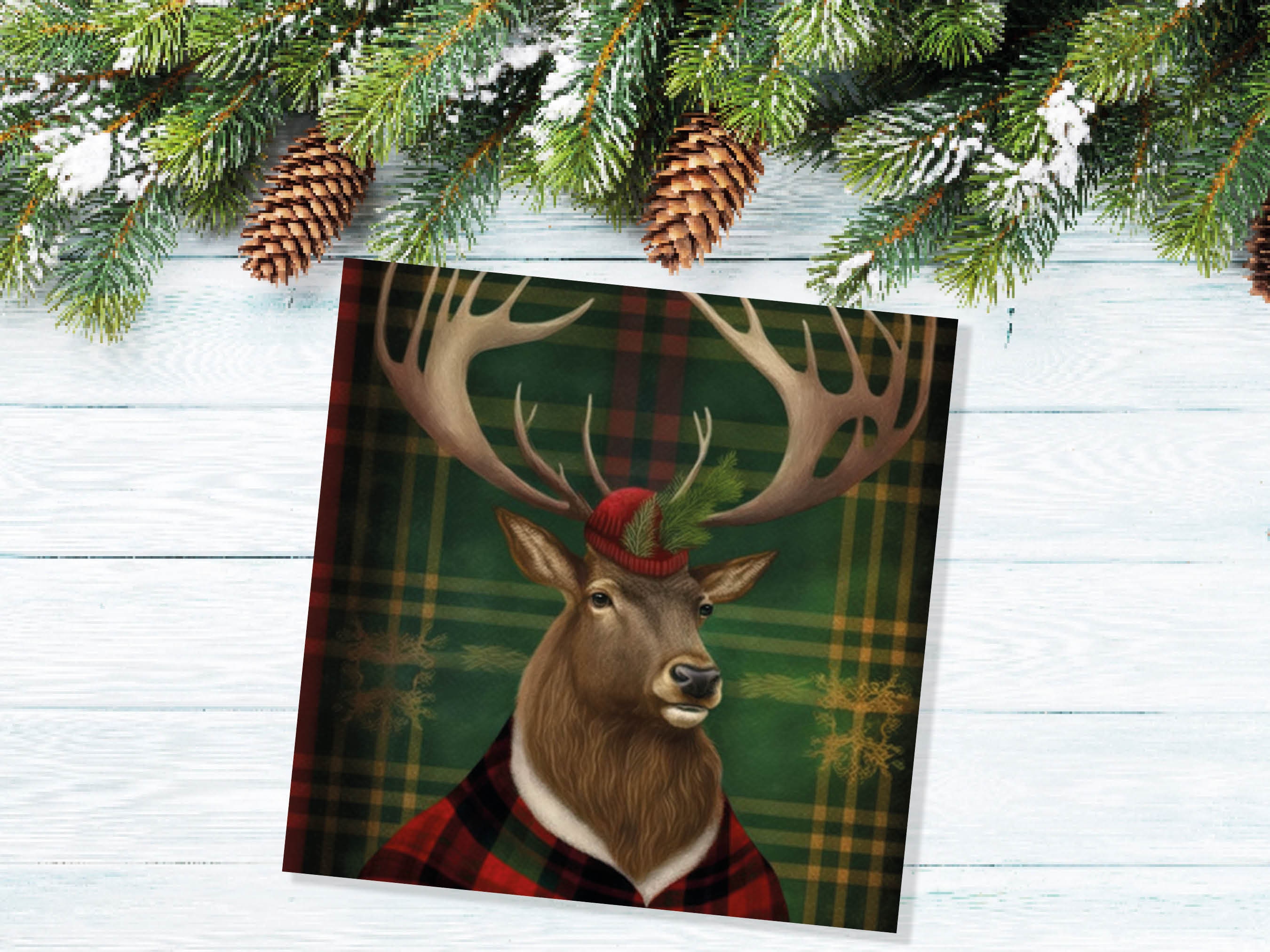 Dapper Deer Card Wearing a Tartan Coat with Festive Tam o’ Shanter Hat Scotland Greetings Cards For Family Best Friends Xmas 2024 Thank You - View 5