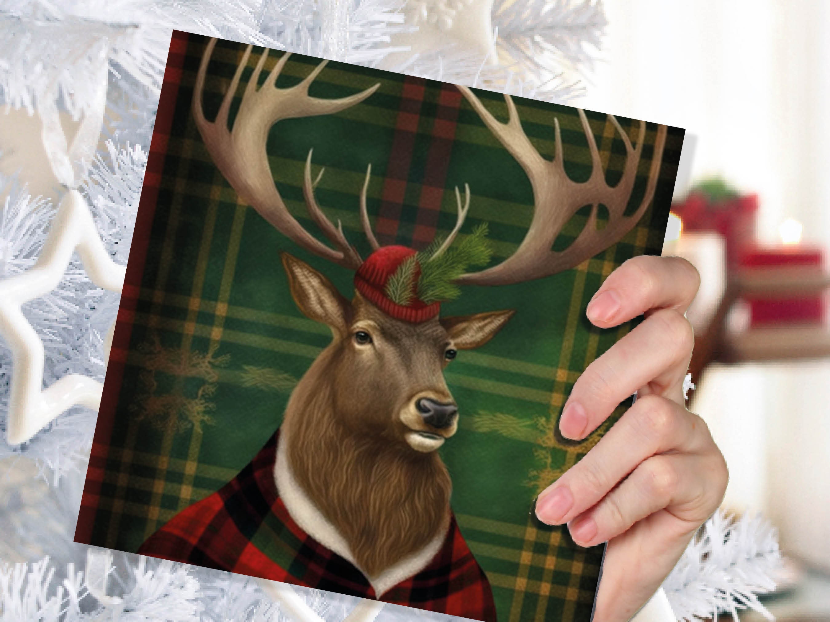 Dapper Deer Card Wearing a Tartan Coat with Festive Tam o’ Shanter Hat Scotland Greetings Cards For Family Best Friends Xmas 2024 Thank You - View 6