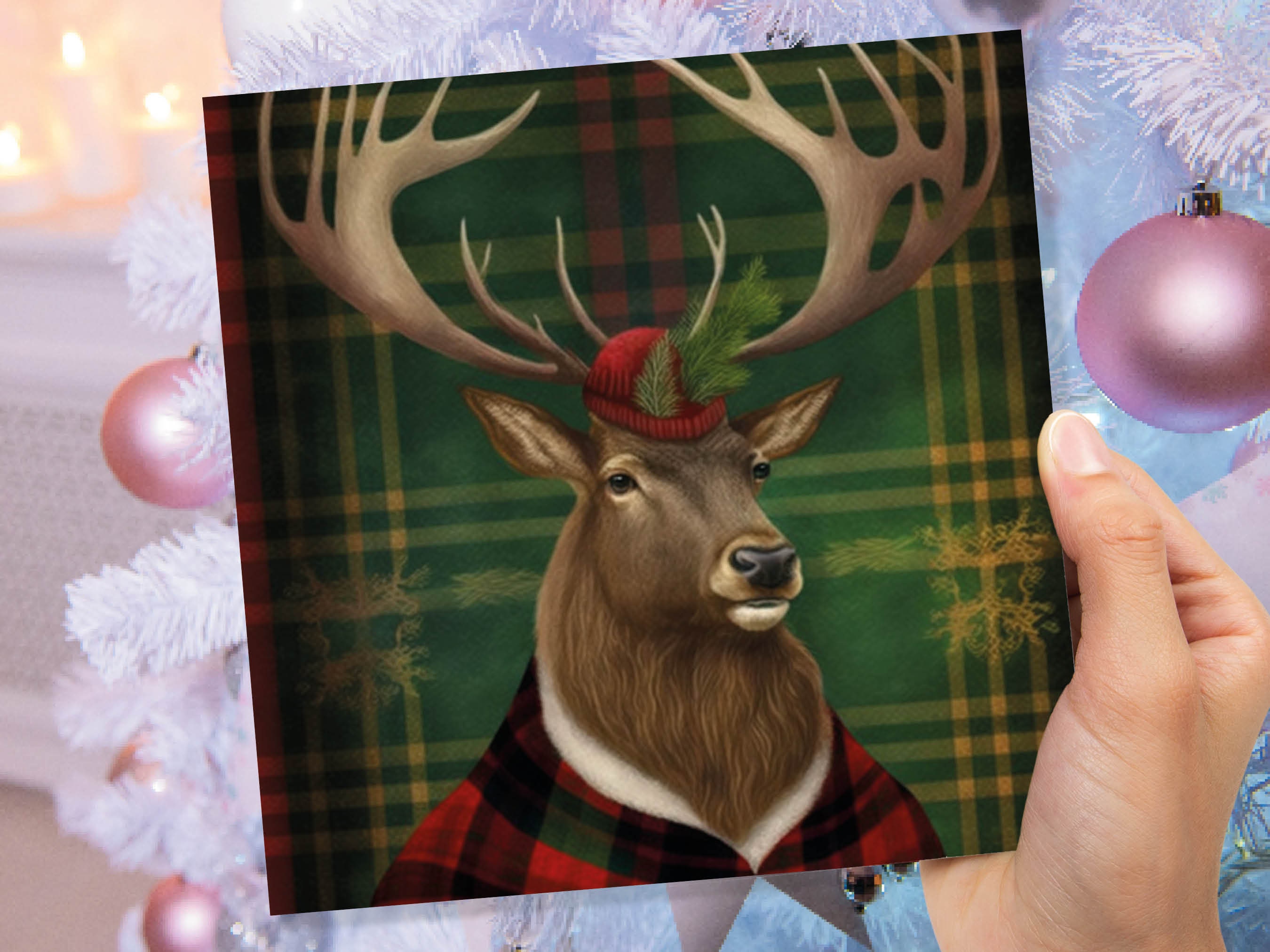 Dapper Deer Card Wearing a Tartan Coat with Festive Tam o’ Shanter Hat Scotland Greetings Cards For Family Best Friends Xmas 2024 Thank You - View 7