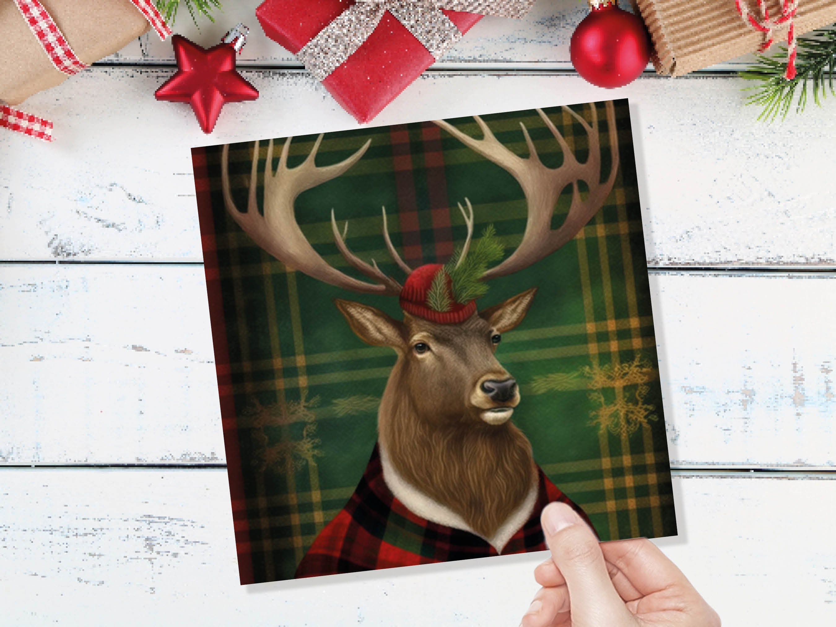 Dapper Deer Card Wearing a Tartan Coat with Festive Tam o’ Shanter Hat Scotland Greetings Cards For Family Best Friends Xmas 2024 Thank You - View 8