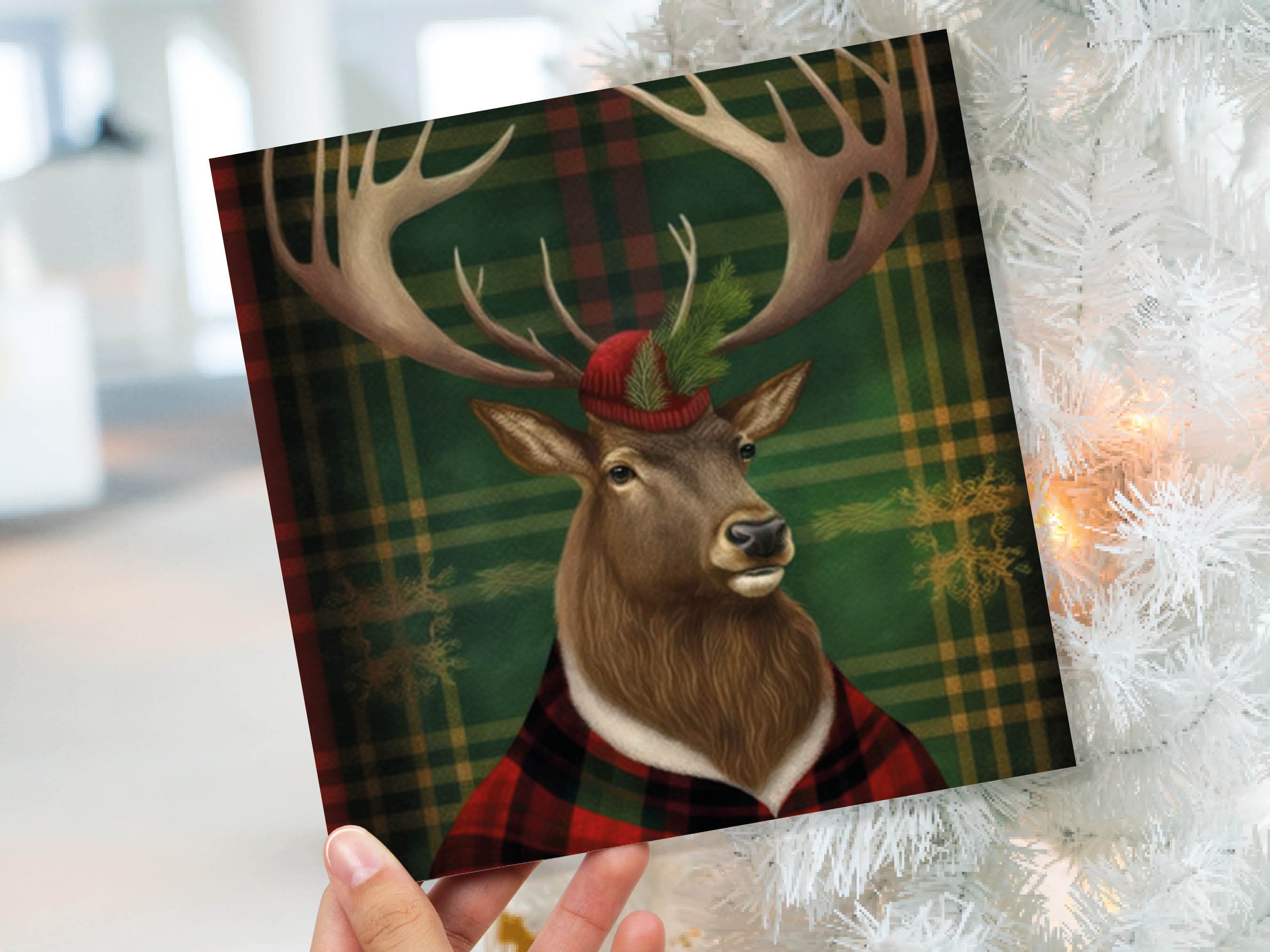 Dapper Deer Card Wearing a Tartan Coat with Festive Tam o’ Shanter Hat Scotland Greetings Cards For Family Best Friends Xmas 2024 Thank You - View 9