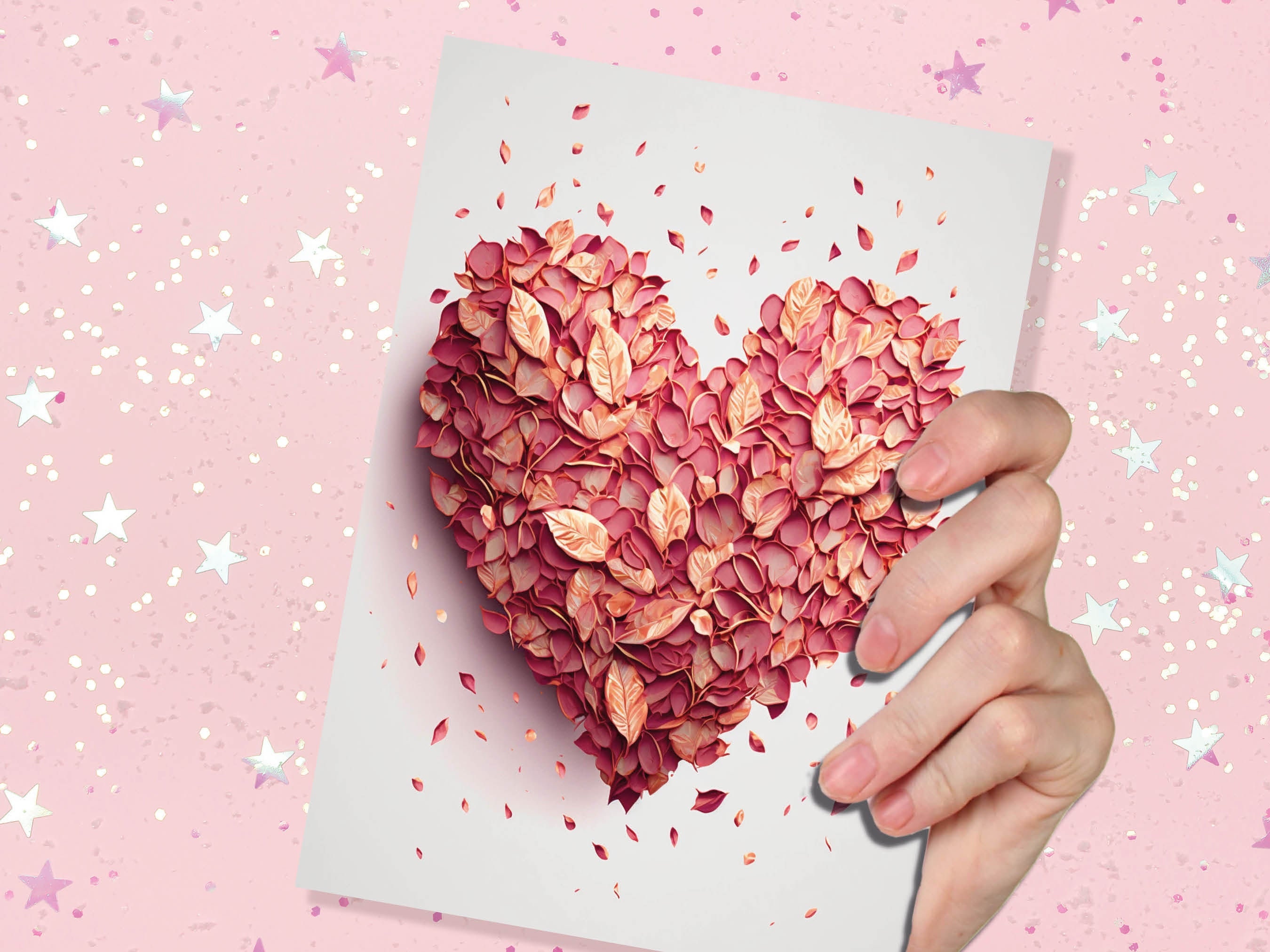 Pink Heart Valentines Romantic Rose Petals for Wedding Engagement Anniversary Marriage Wife Girlfriend Husband Love For Her Greeting Card - View 7