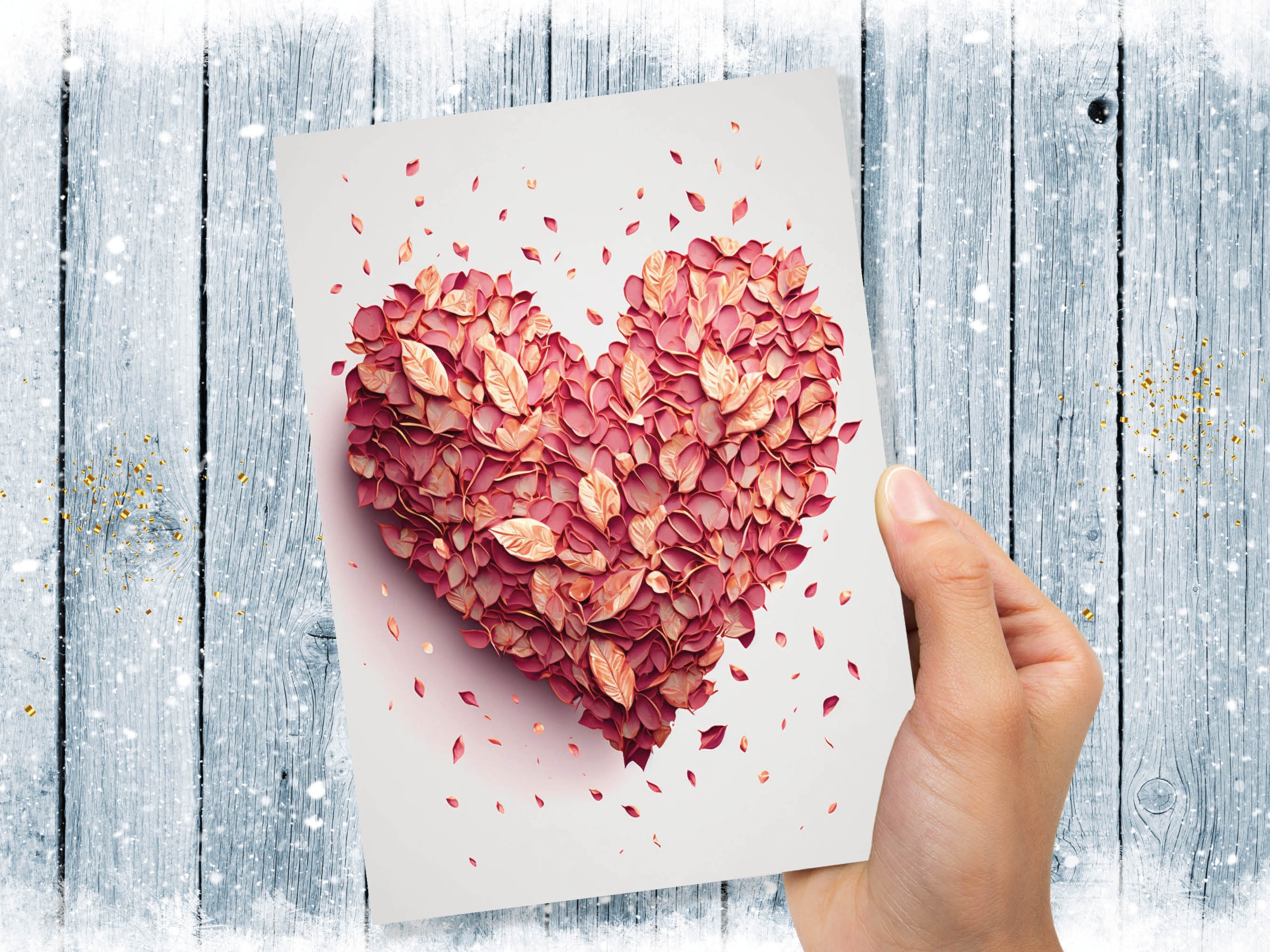 Pink Heart Valentines Romantic Rose Petals for Wedding Engagement Anniversary Marriage Wife Girlfriend Husband Love For Her Greeting Card - View 6