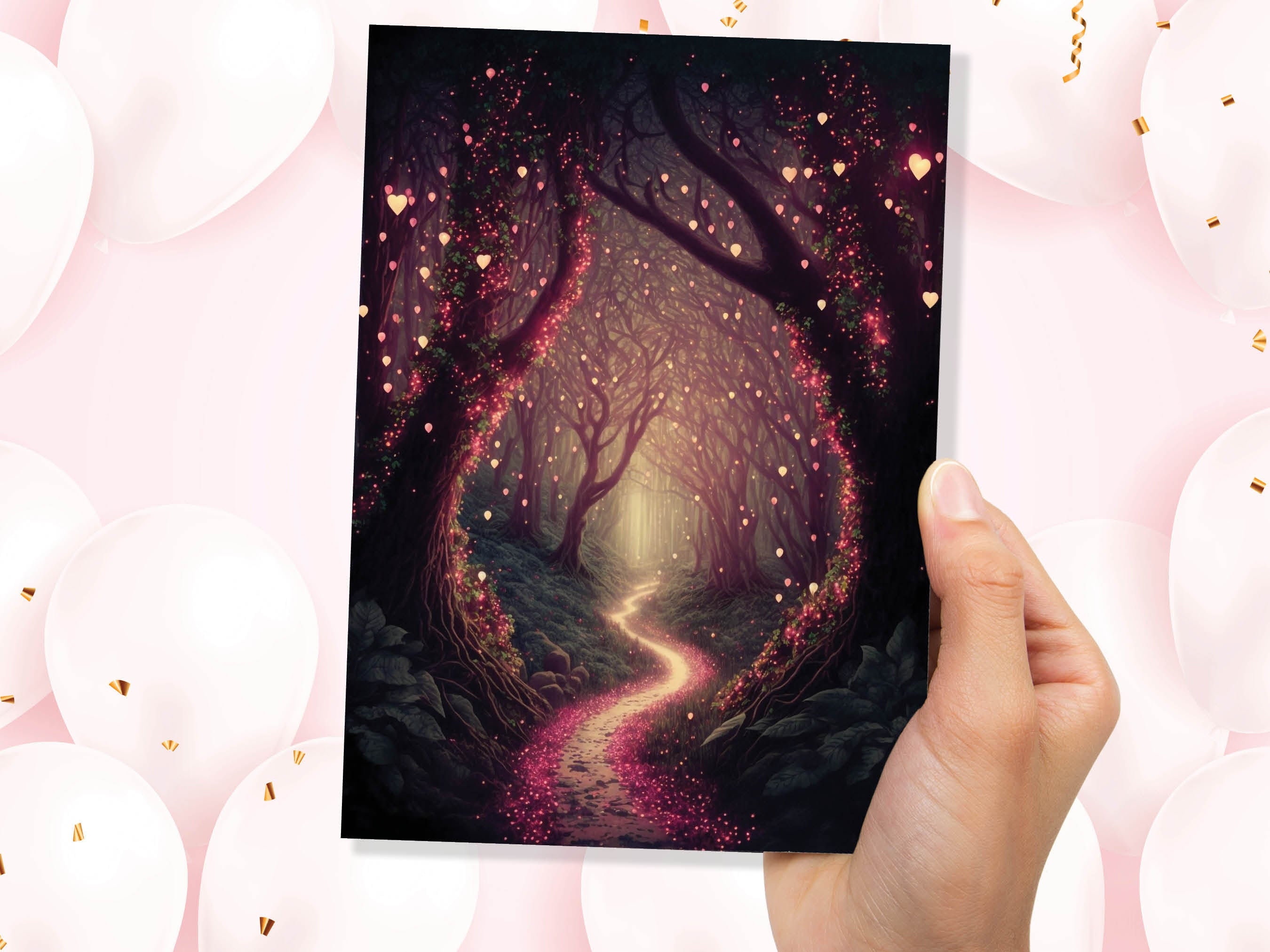 Magical Garden With Mystical Whimsical Lights Greeting Card for Wife Girlfriend Babe Darling Anniversary Monthsary Romantic Fairy Lights - View 6