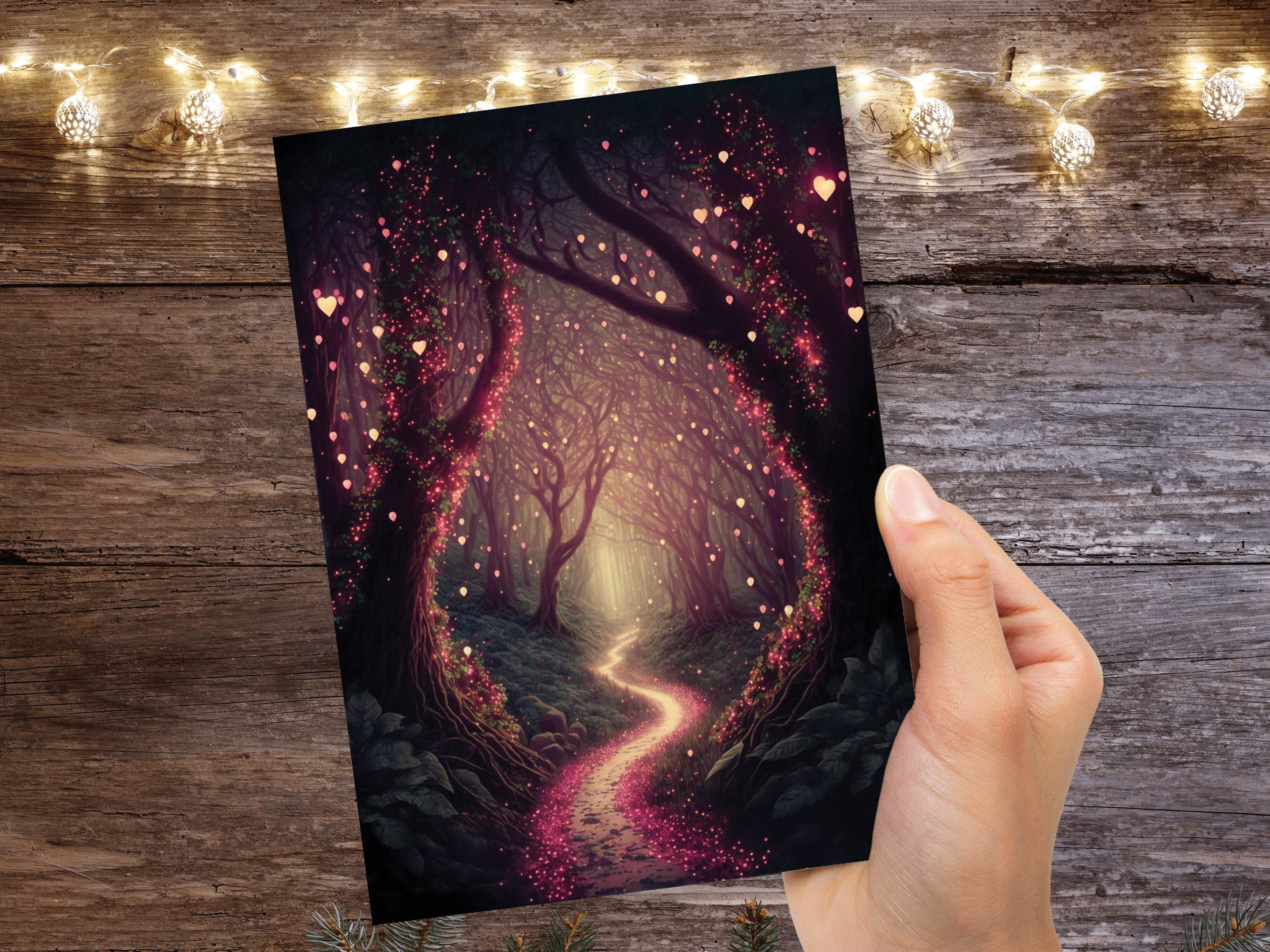 Magical Garden With Mystical Whimsical Lights Greeting Card for Wife Girlfriend Babe Darling Anniversary Monthsary Romantic Fairy Lights