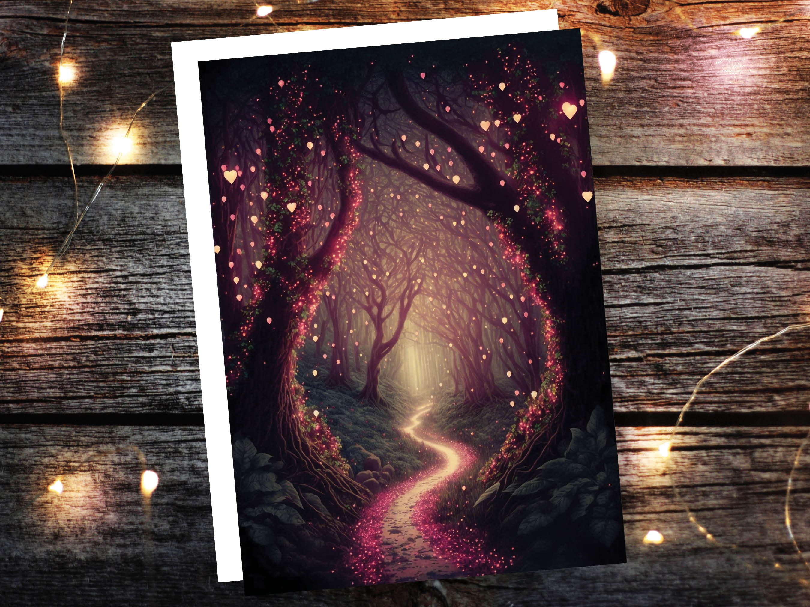 Magical Garden With Mystical Whimsical Lights Greeting Card for Wife Girlfriend Babe Darling Anniversary Monthsary Romantic Fairy Lights - View 8