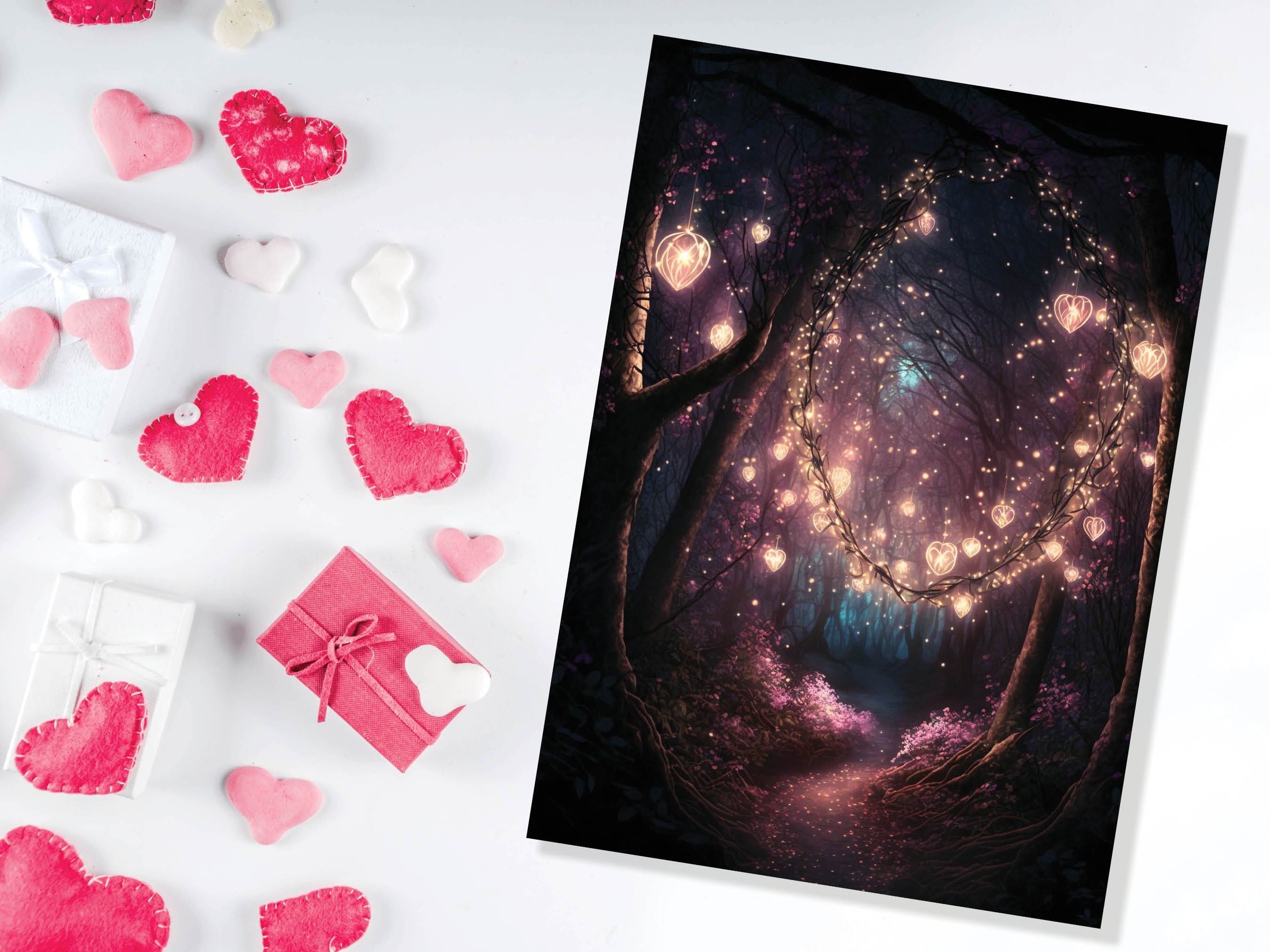 Romantic Lights In Magical Garden Greeting Card With Mystical Whimsical Fireflies for Wife Girlfriend Babe Darling Anniversary Monthsary - View 7