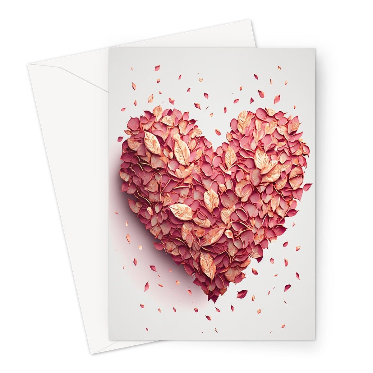 Pink Valentines Heart Card Romantic Rose Petals for Wedding Engagement Anniversary Marriage Wife Girlfriend Husband Love Greeting Cards - View 2