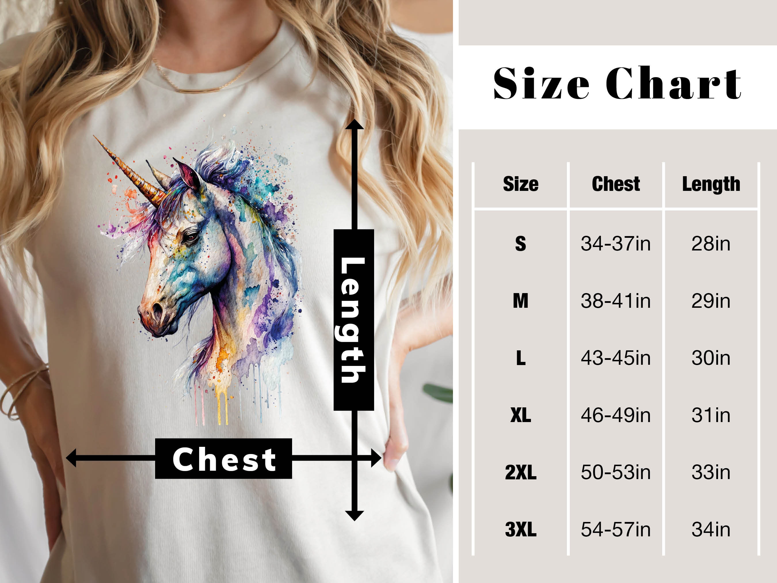 Watercolour Unicorn T-Shirt Mystical Loose Messy Painting Colourful Pastel Rainbow Art Magical Mythical Tee Shirt for Women Gifts for Her - View 8