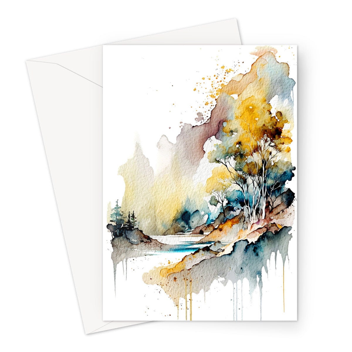 Landscape Card Watercolour Abstract Magical Painting Any Occasion Thinking Of You Notelets Just Because Nature Lover Mum Note Greeting Cards - View 2