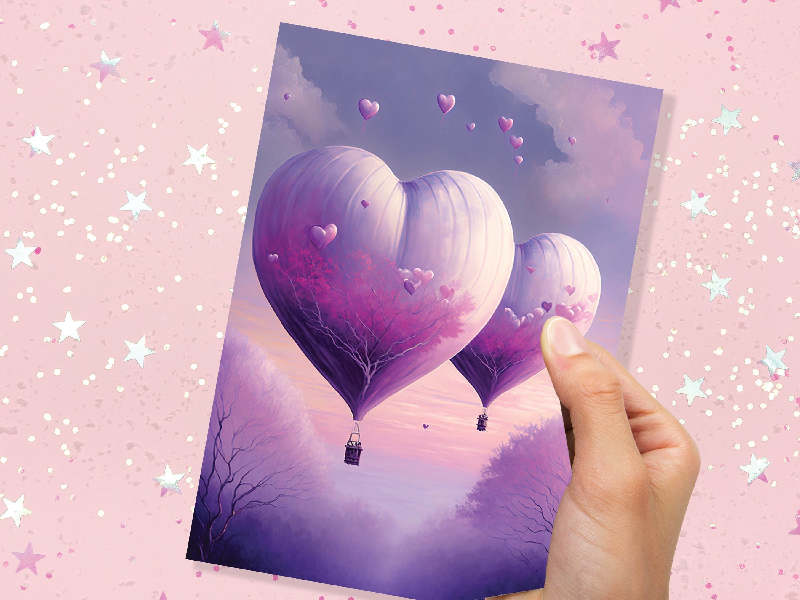 Dreamy Romantic Heart-Shaped Hot Air Balloon Greeting Card Romantic for Couples Her Wife Girlfriend Babe Darling Anniversary Monthsary - View 10