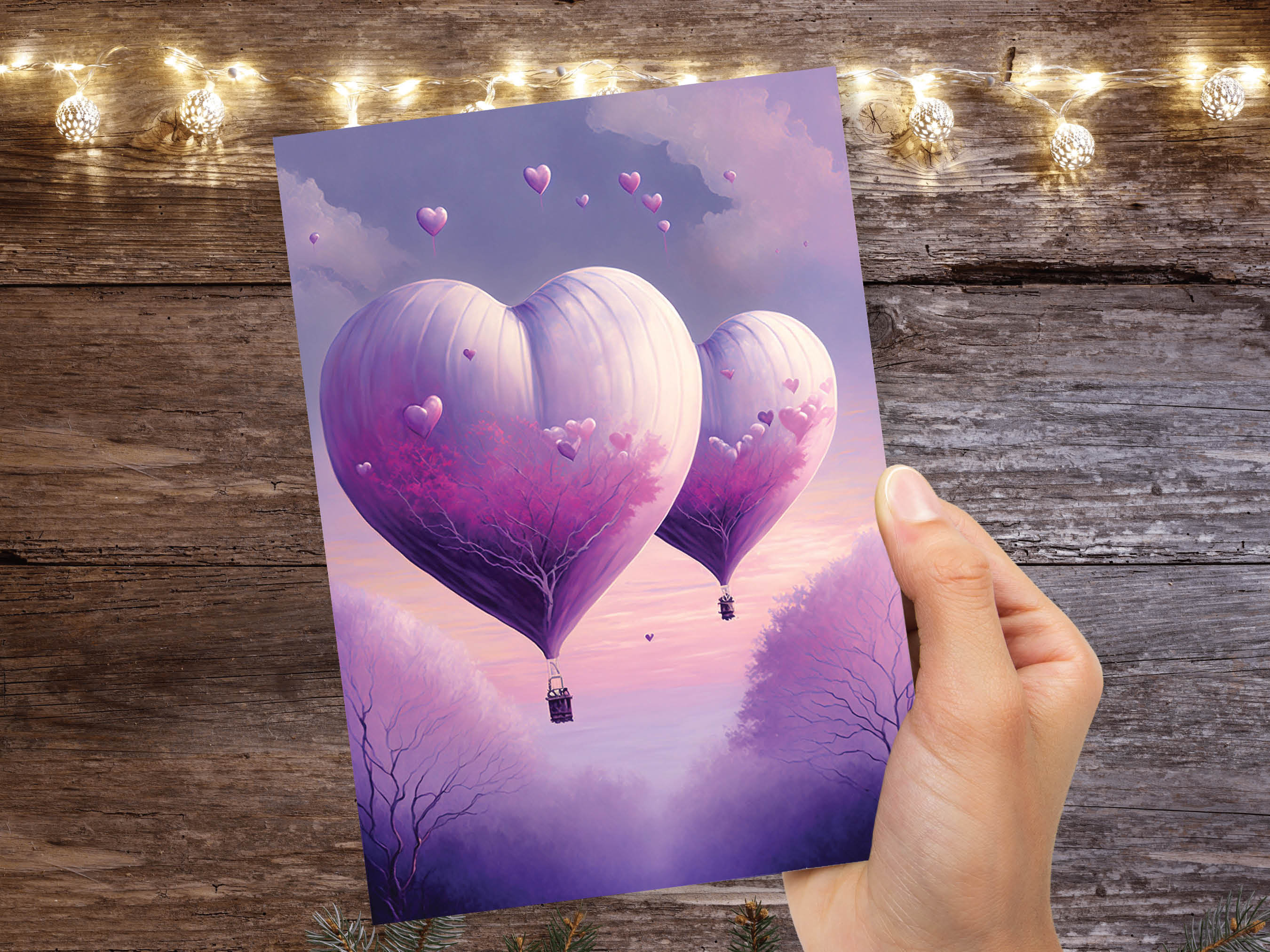 Dreamy Romantic Heart-Shaped Hot Air Balloon Greeting Card Romantic for Couples Her Wife Girlfriend Babe Darling Anniversary Monthsary - View 2