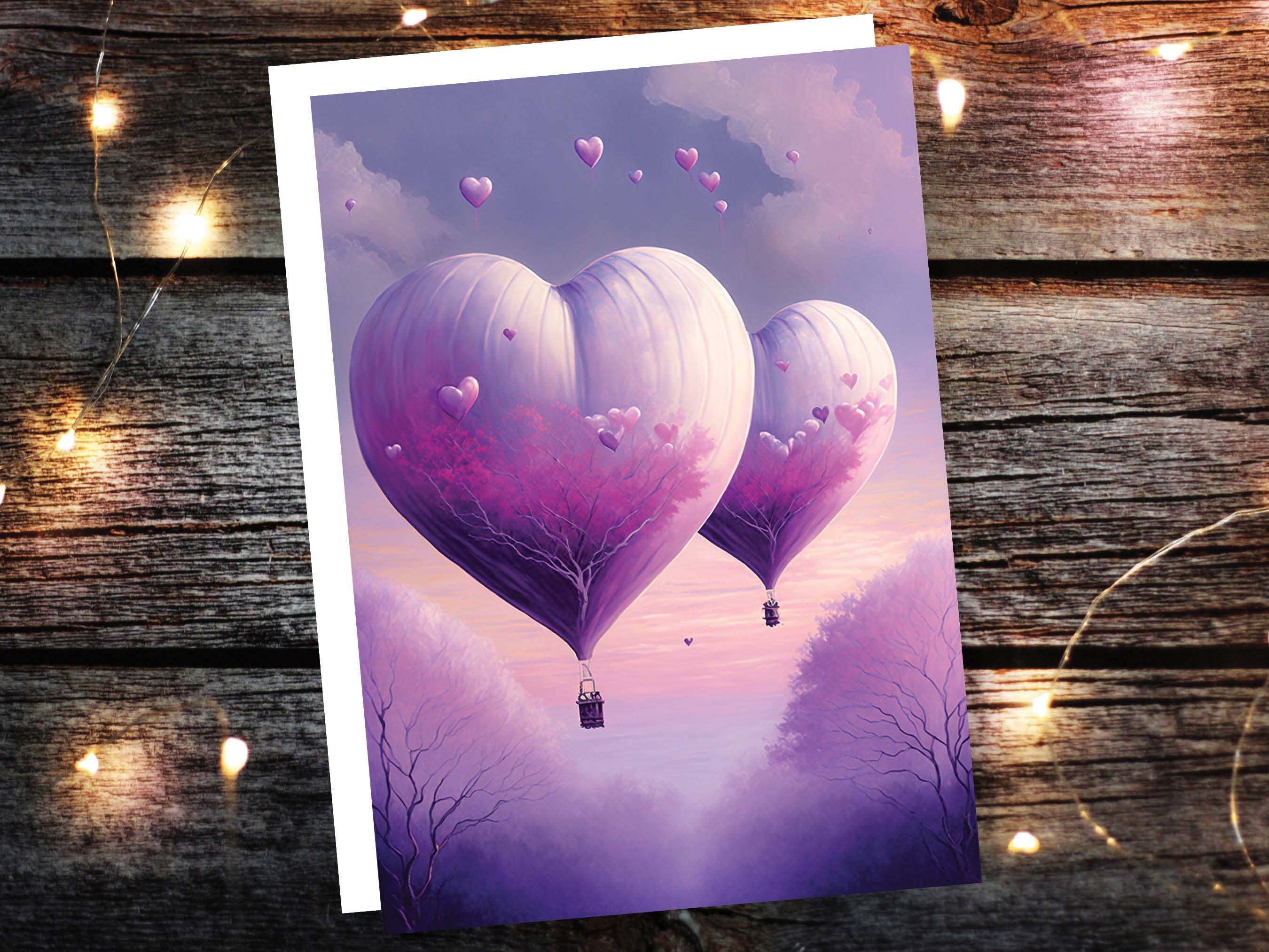 Dreamy Romantic Heart-Shaped Hot Air Balloon Greeting Card Romantic for Couples Her Wife Girlfriend Babe Darling Anniversary Monthsary - View 3