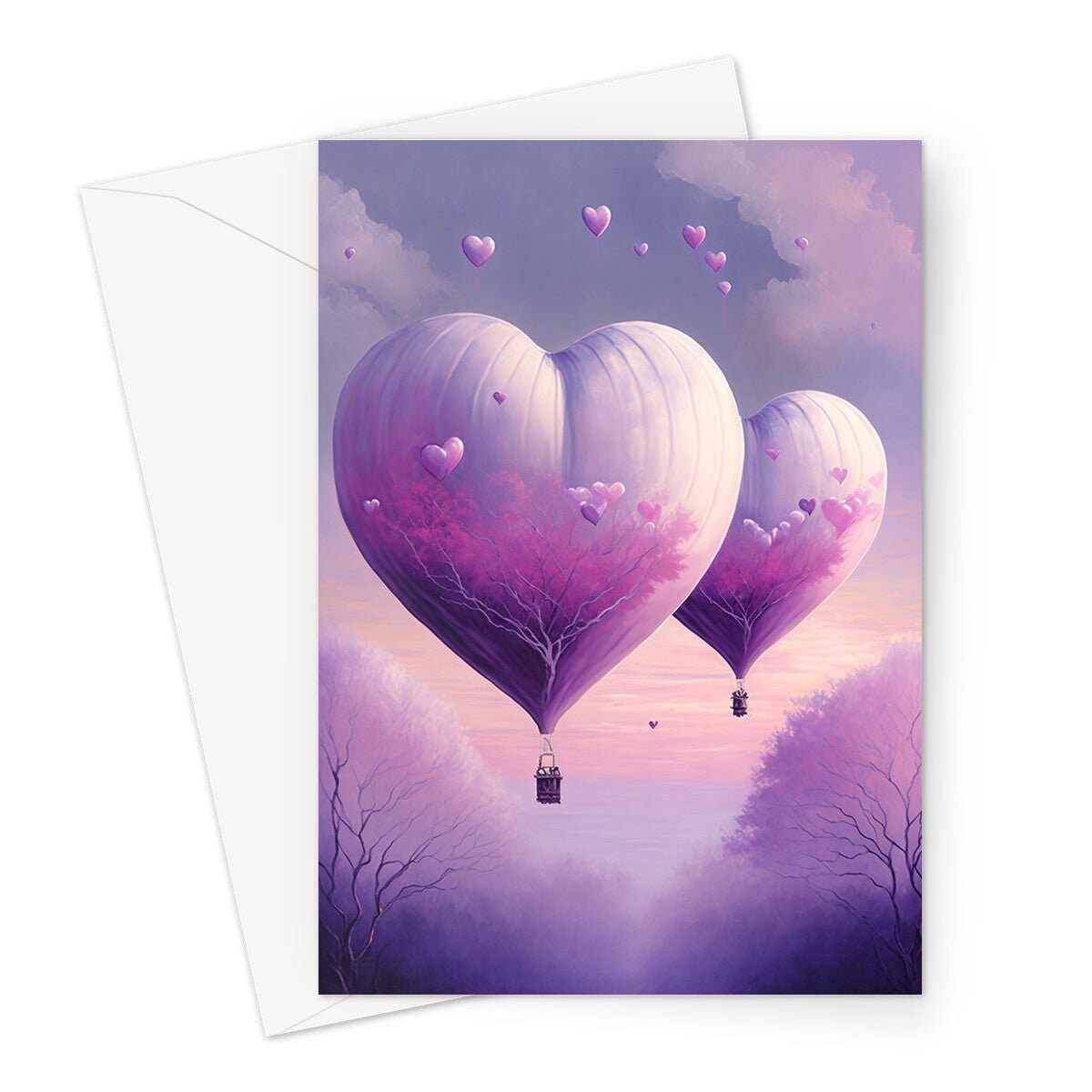 Dreamy Romantic Heart-Shaped Hot Air Balloon Greeting Card Romantic for Couples Her Wife Girlfriend Babe Darling Anniversary Monthsary - View 4