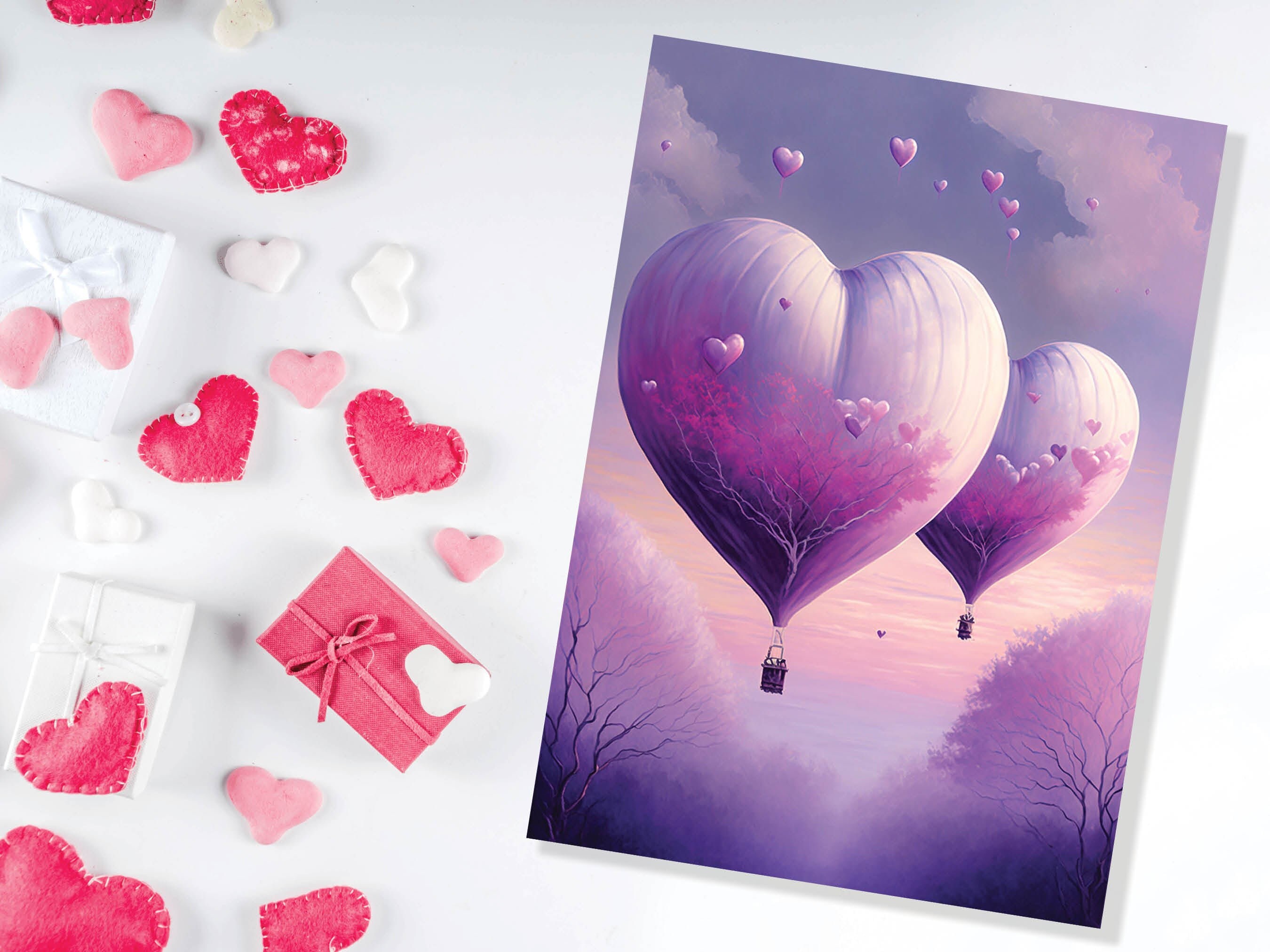 Dreamy Romantic Heart-Shaped Hot Air Balloon Greeting Card Romantic for Couples Her Wife Girlfriend Babe Darling Anniversary Monthsary - View 9