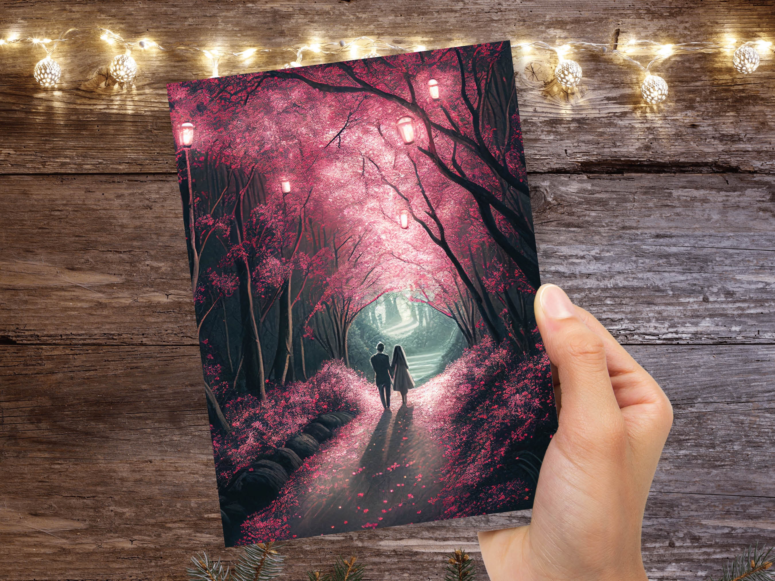 Couples In Mystical Whimsical Magical Captivating Garden Greeting Card Enchanted Lovers for Wife Girlfriend Darling Anniversary Monthsary - View 9