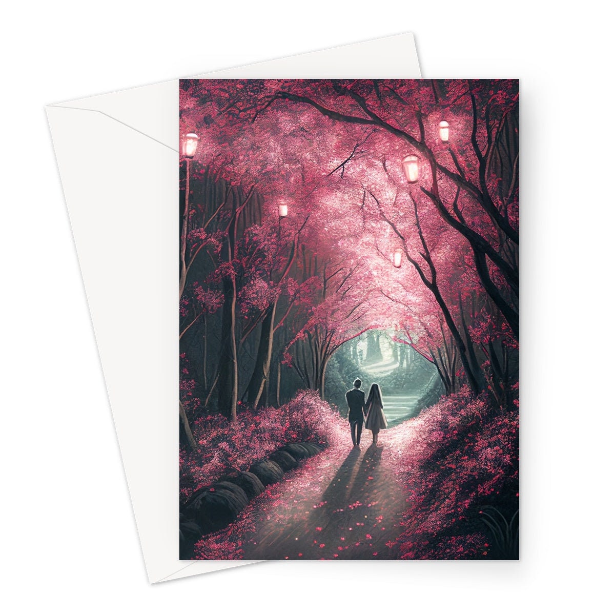 Couples In Mystical Whimsical Magical Captivating Garden Greeting Card Enchanted Lovers for Wife Girlfriend Darling Anniversary Monthsary - View 2