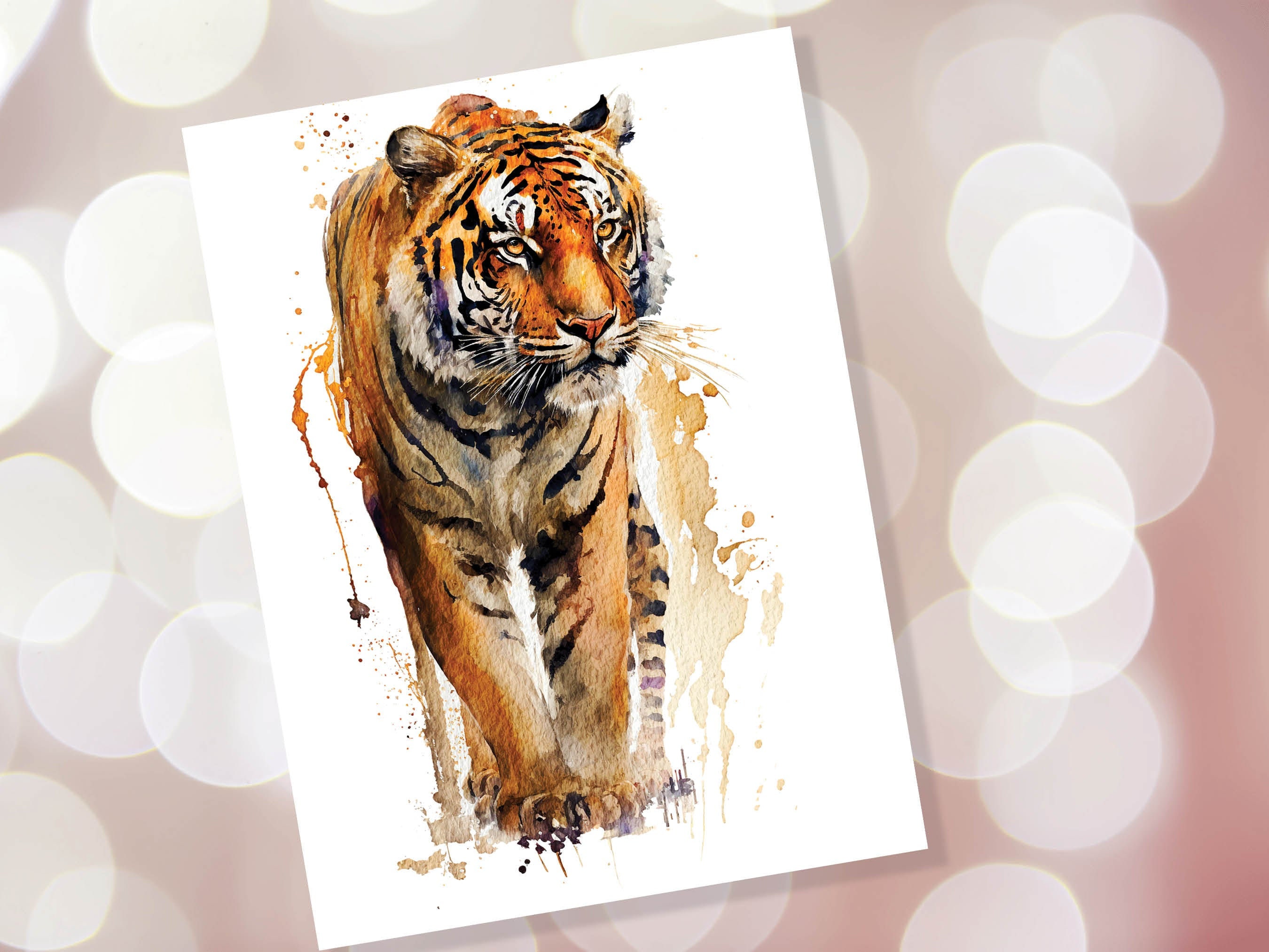 Tiger Birthday Card Big Cat Art Year Of The Tiger Wild Animal Thinking Of You Happy Birthday Watercolour Painting Greeting Cards Notelets - View 8