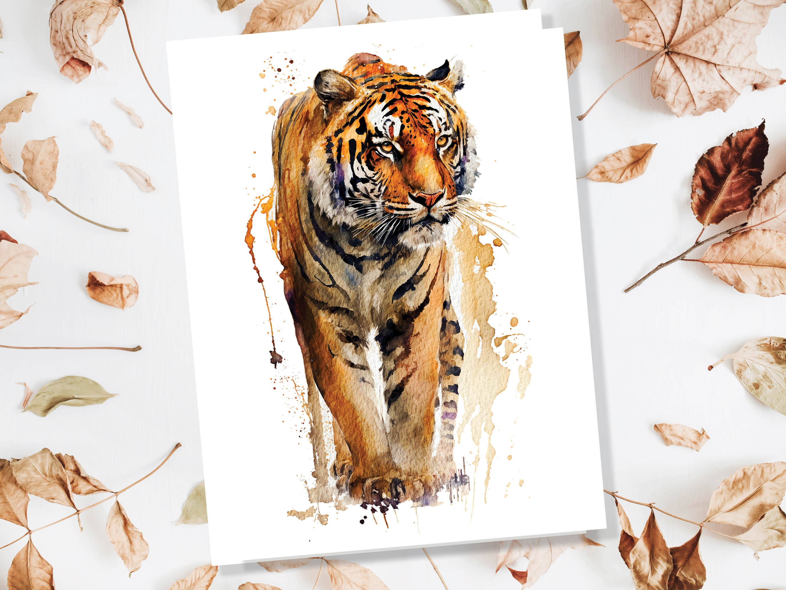 Tiger Birthday Card Big Cat Art Year Of The Tiger Wild Animal Thinking Of You Happy Birthday Watercolour Painting Greeting Cards Notelets - View 7