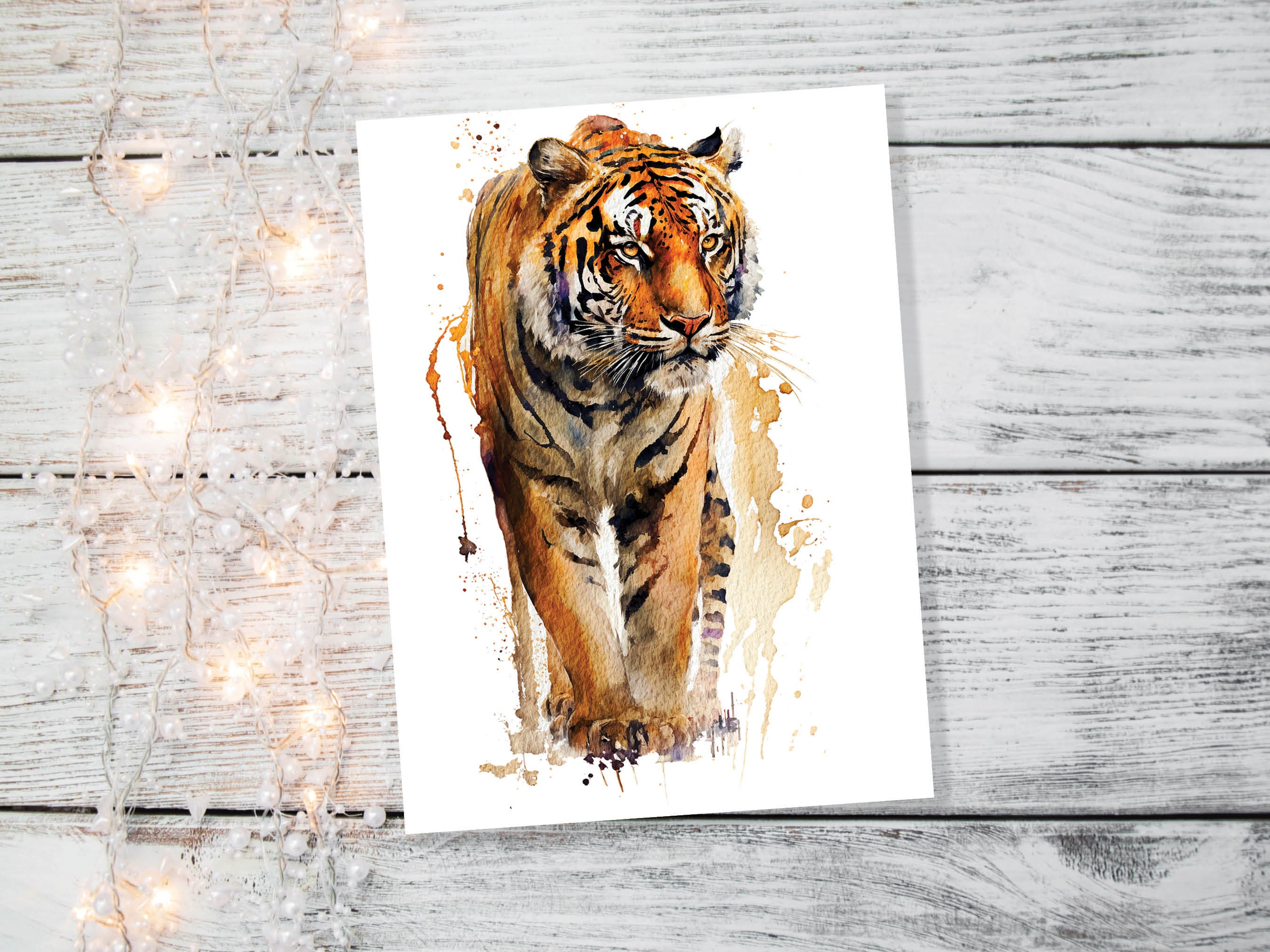 Tiger Birthday Card Big Cat Art Year Of The Tiger Wild Animal Thinking Of You Happy Birthday Watercolour Painting Greeting Cards Notelets